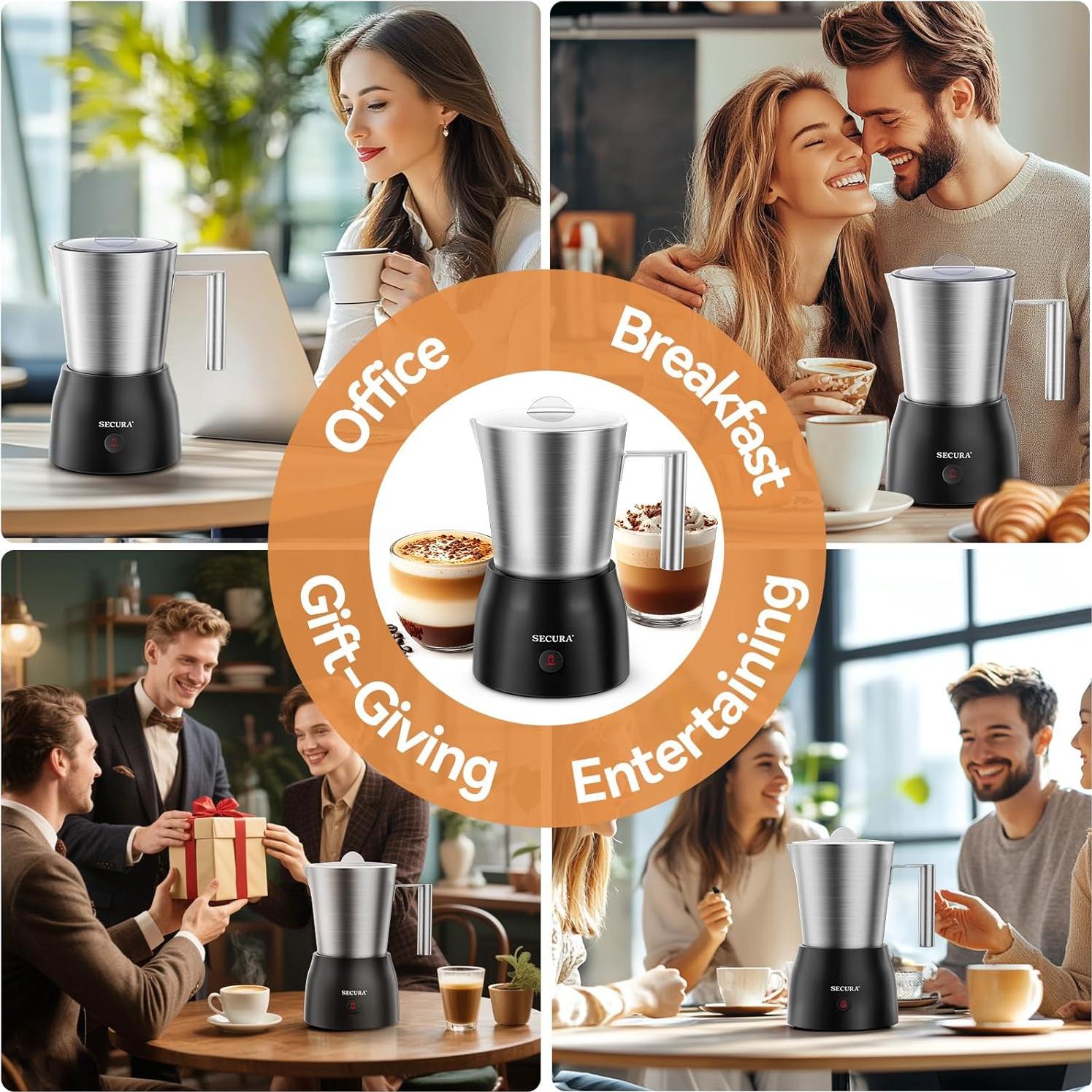 Espumador de Leche Secura F280R 600W Acero Inoxidable 500ml