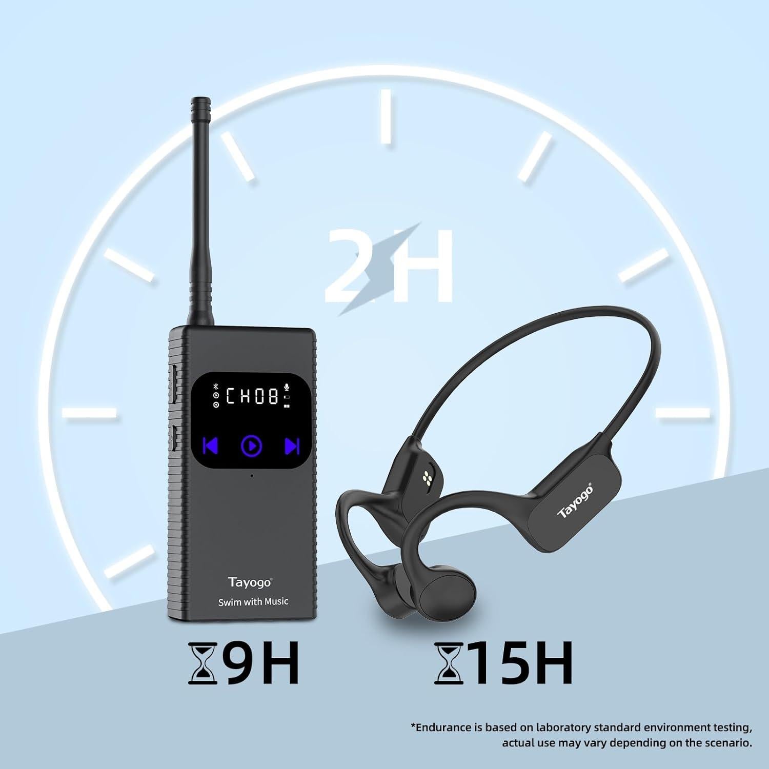 Auriculares de Natación Tayogo W23 con Bluetooth IPX8