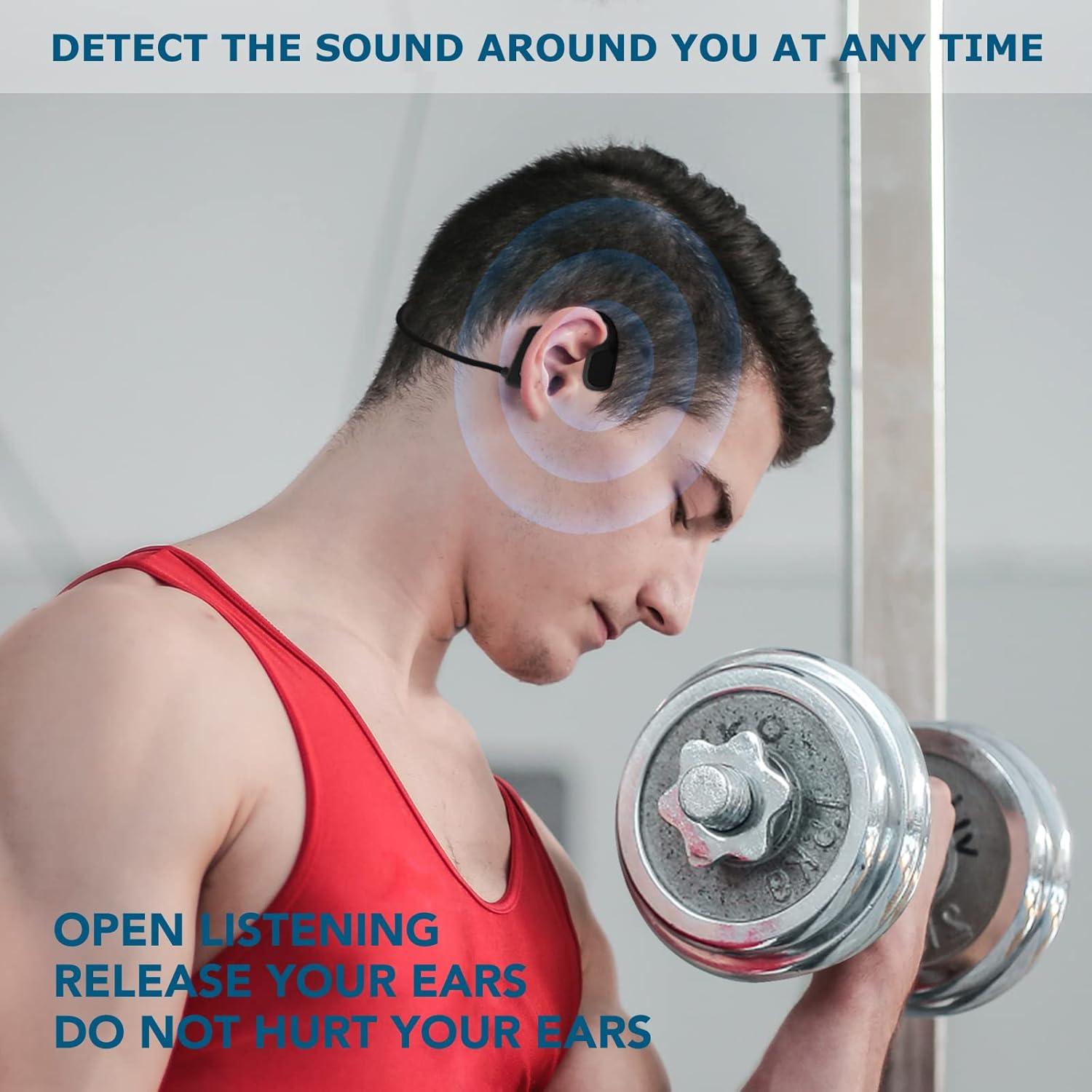 Auriculares Inalámbricos de Conducción Ósea Crorowa OPEN EAR, A Prueba de Agua, Cancelación de Ruido ENC