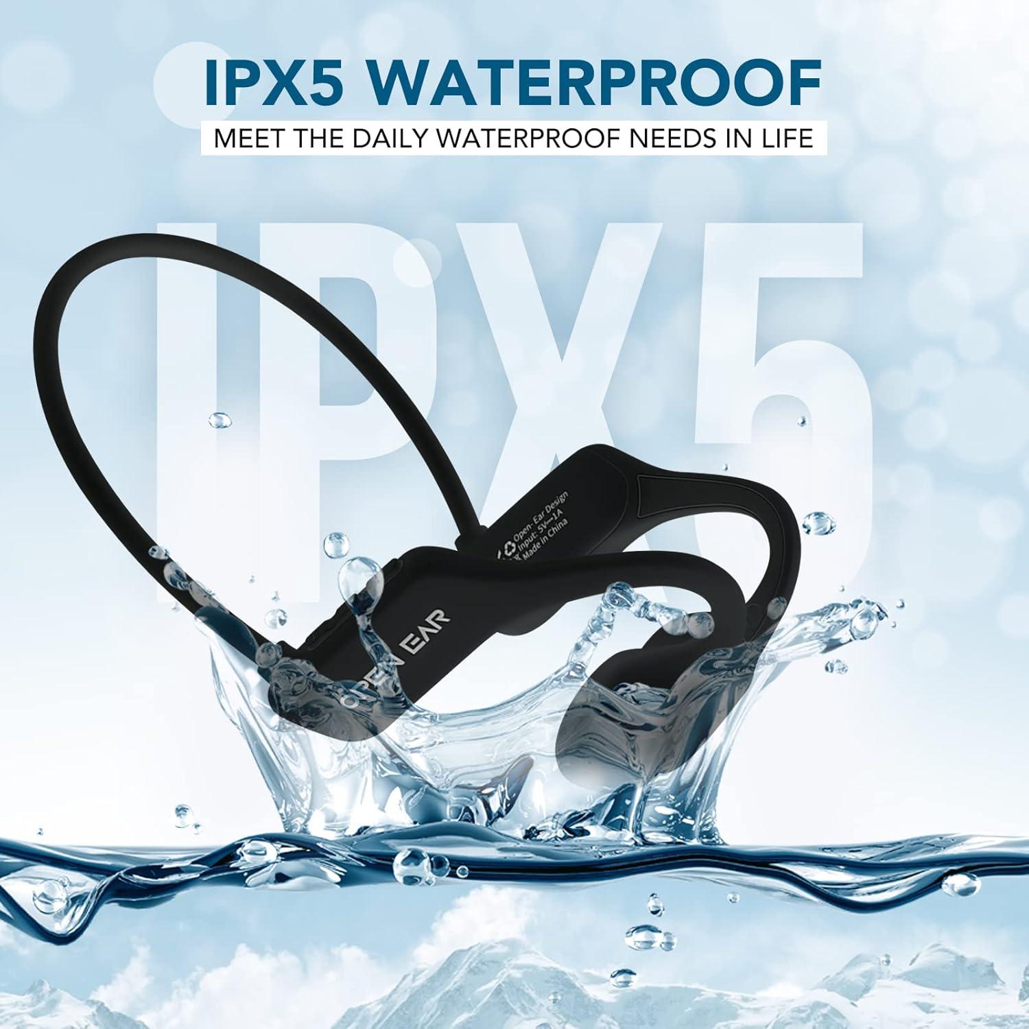 Auriculares Inalámbricos de Conducción Ósea Crorowa OPEN EAR, A Prueba de Agua, Cancelación de Ruido ENC