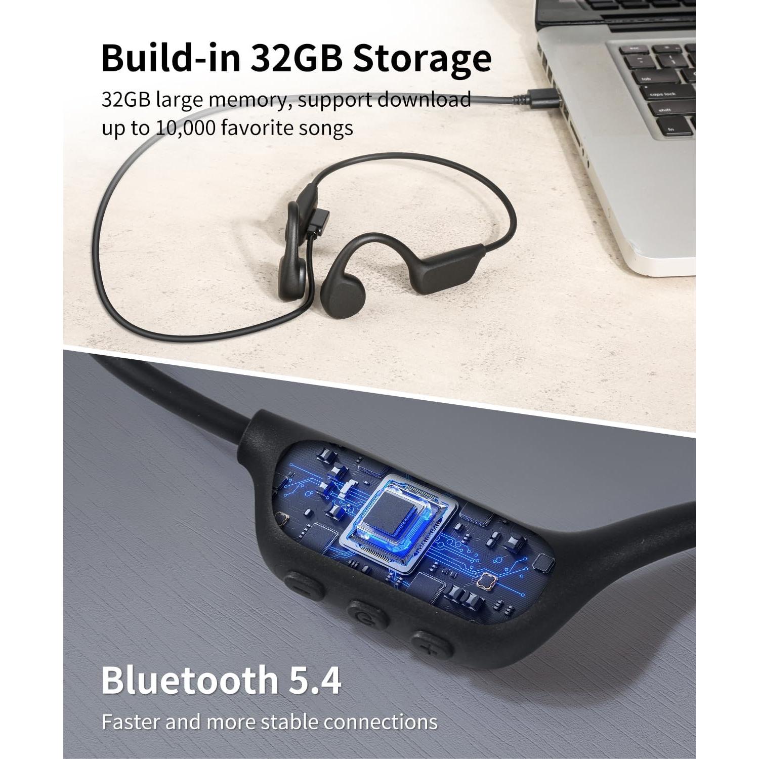 Auriculares deportivos Miulloeib IPX8 con Bluetooth 5.4 y 32GB