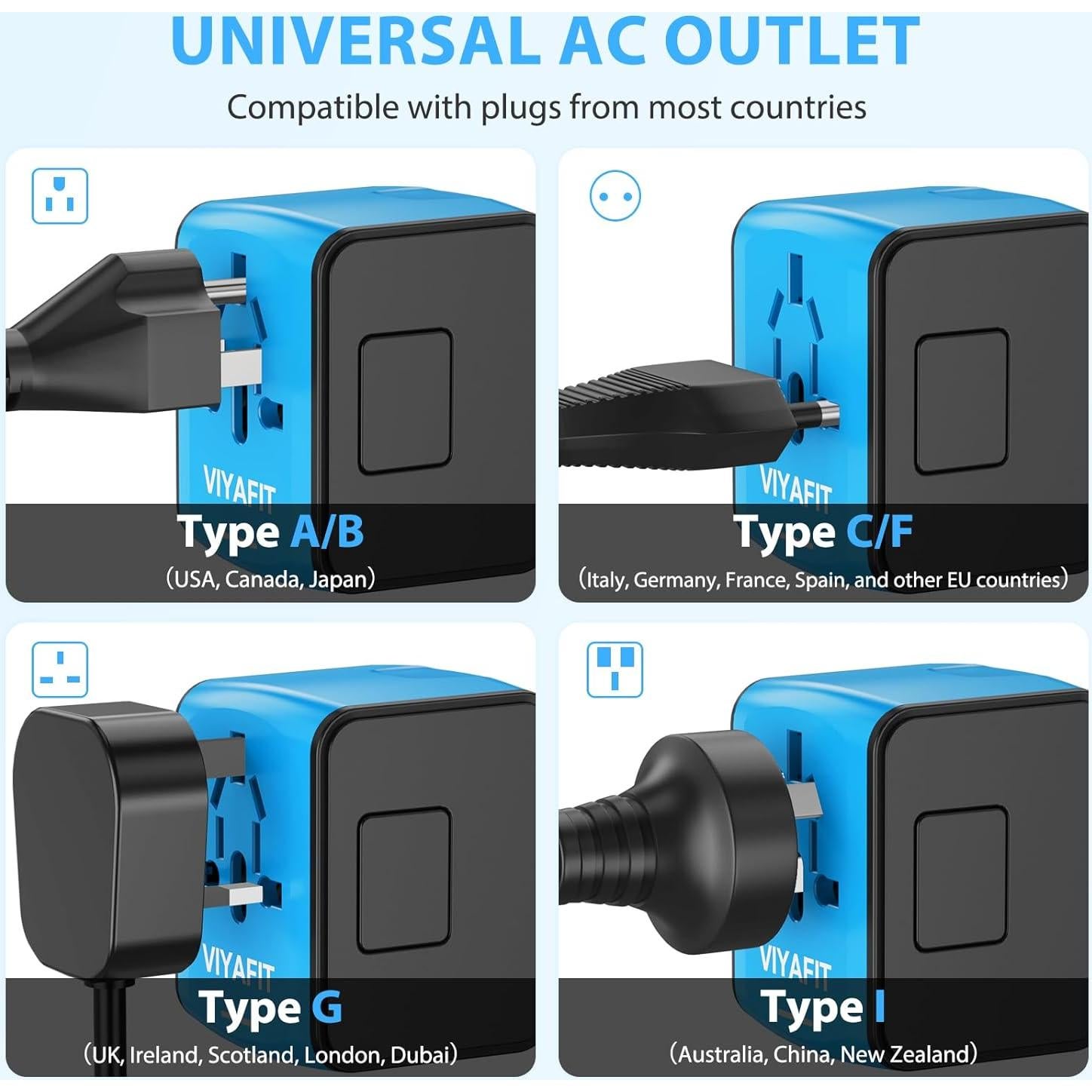 Adaptador de Viaje Universal 5 en 1 Ouli SL-199, Carga Rápida