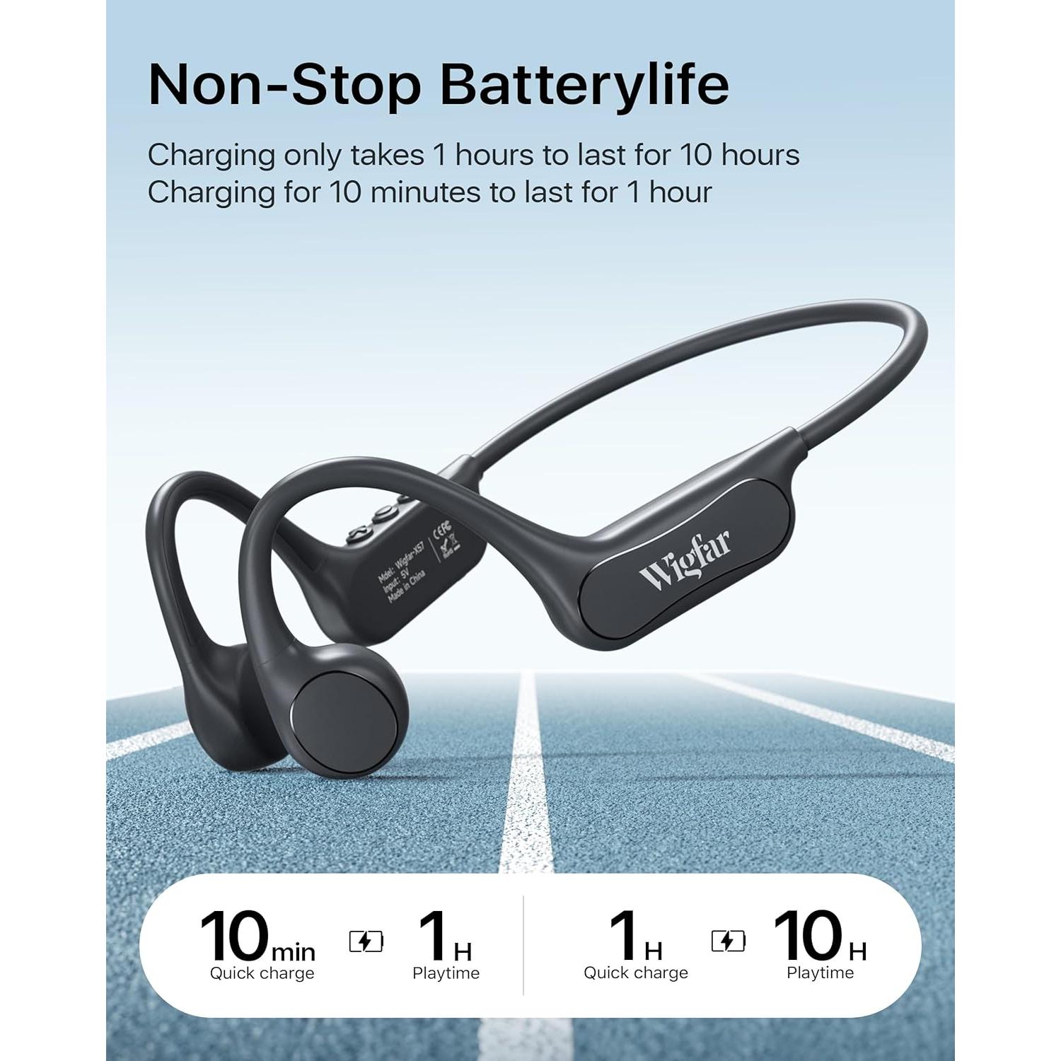 Auriculares de Conducción Ósea Wigfar-X57 Bluetooth 6.0 10H