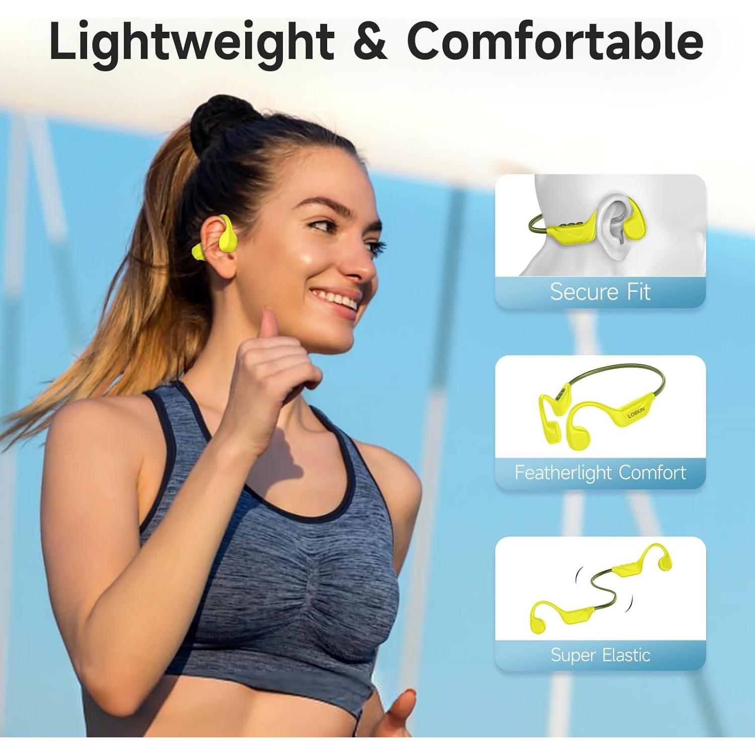 Auriculares LOBKIN X25 Conducción Ósea Bluetooth 5.4 Amarillo