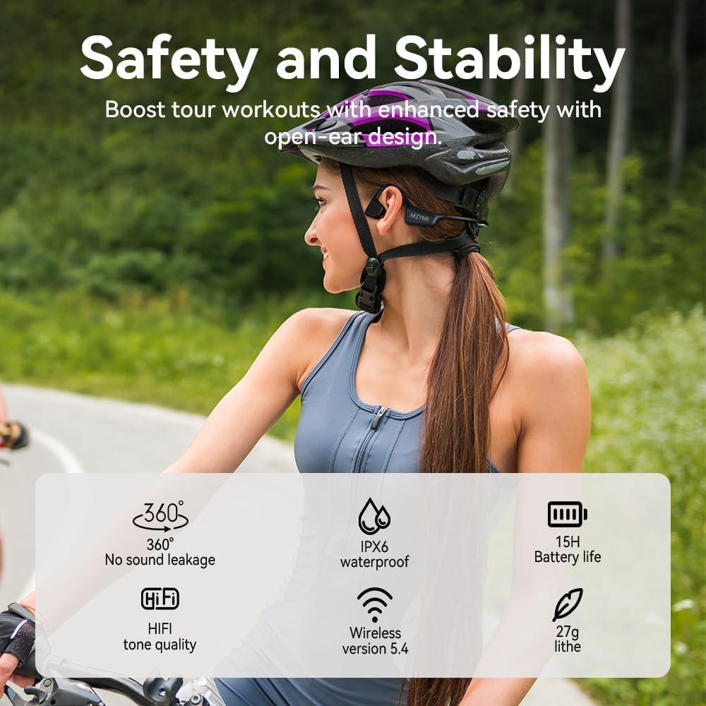 Auriculares Inalámbricos MZYMI de Conducción Ósea IPX6 - Negro