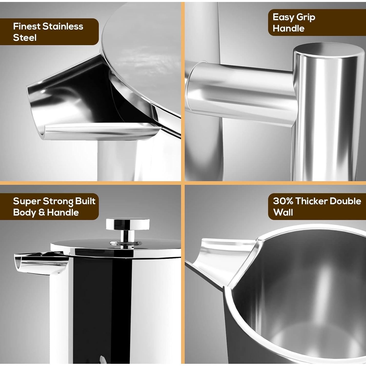 Prensa Francesa Utopia Kitchen 1L Acero Inoxidable con 2 Filtros