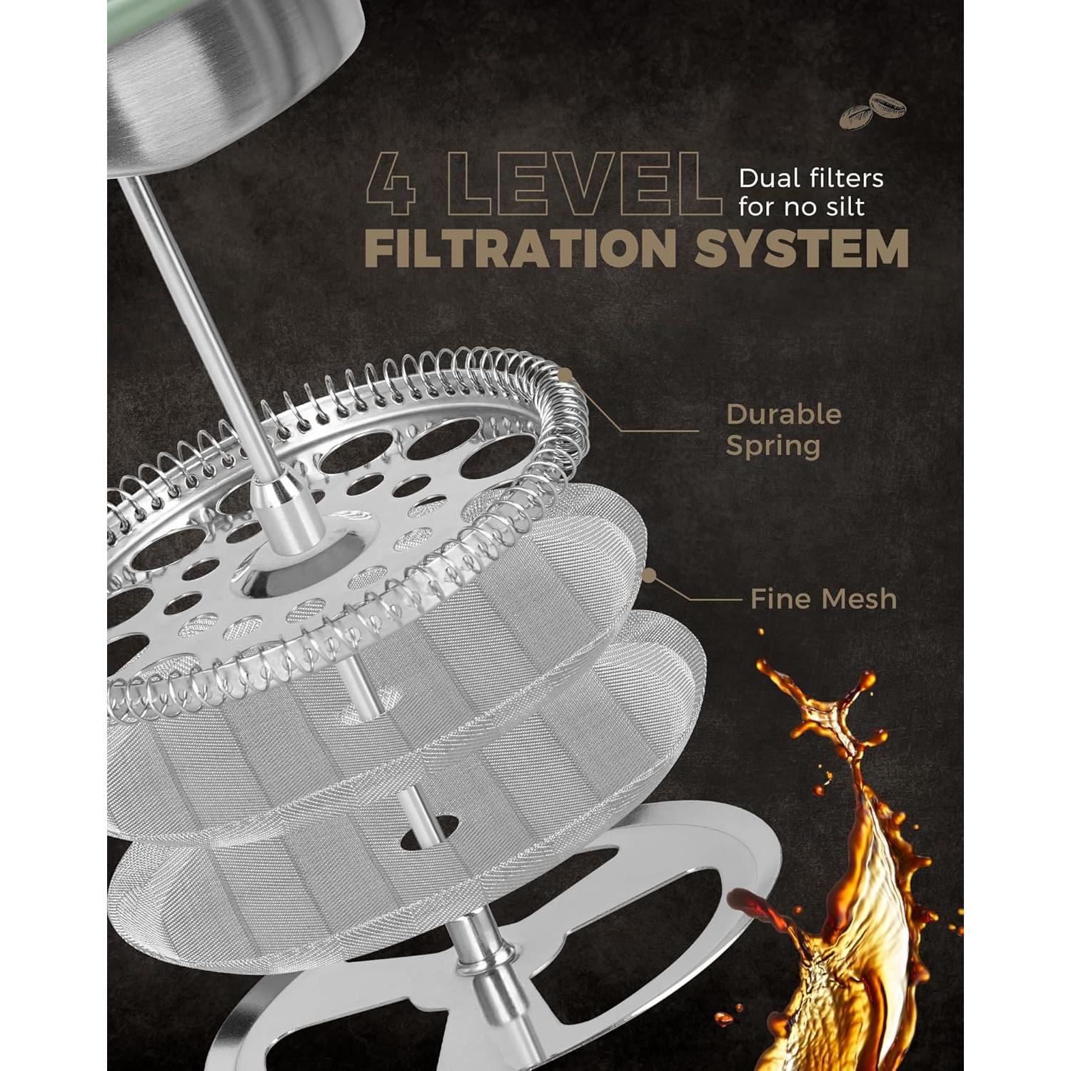 Cafetera Prensa Francesa POLIVIAR 1006 ml Acero Inoxidable Verde