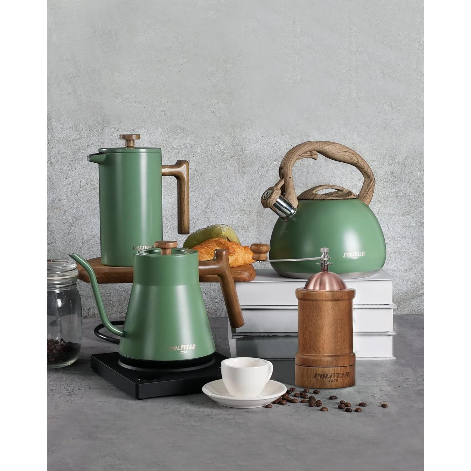 Cafetera Prensa Francesa POLIVIAR 1006 ml Acero Inoxidable Verde