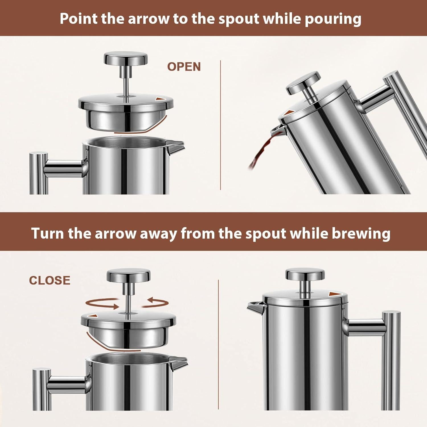 Prensa Francesa 350ml Meelio Acero Inoxidable Camping