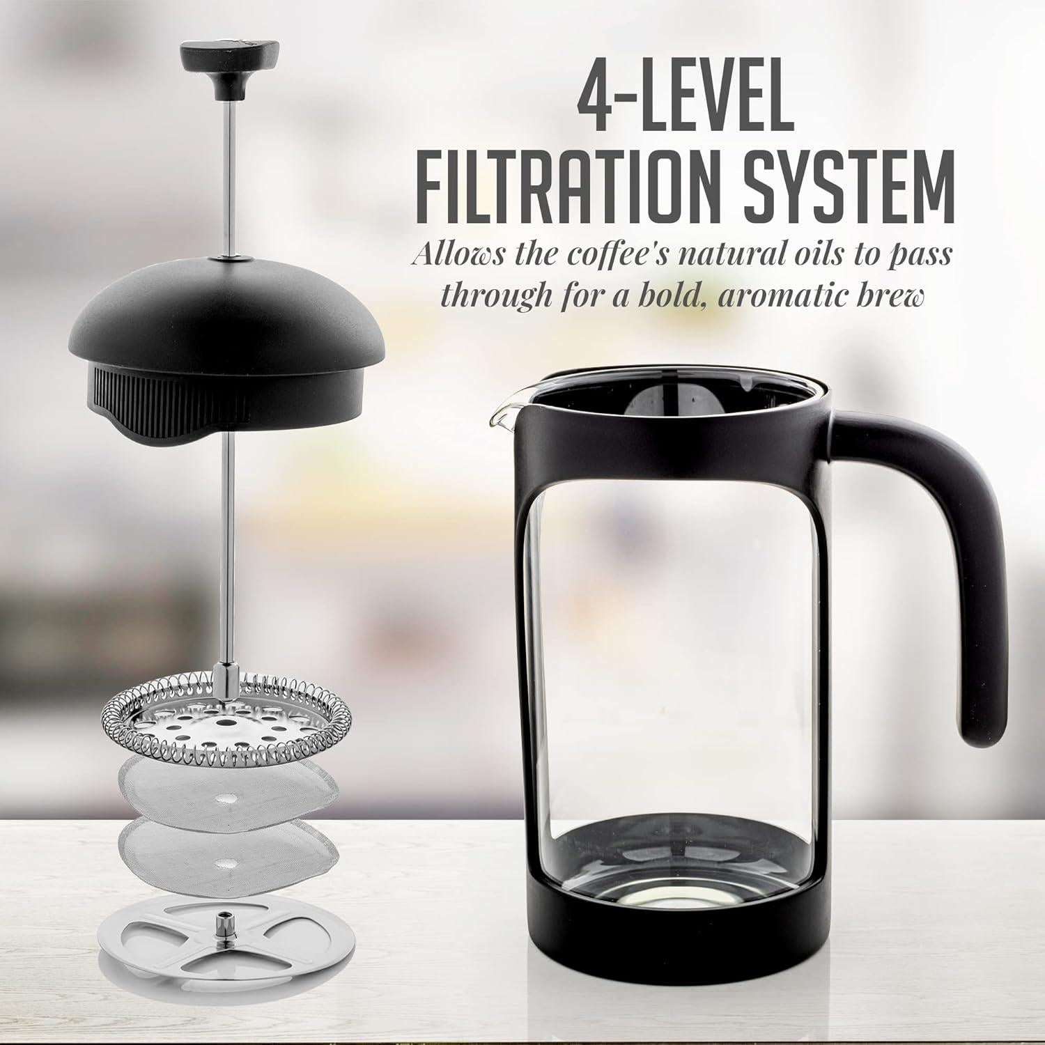 Cafetera Prensa Francesa OVENTE 0.35L Vidrio Borosilicato