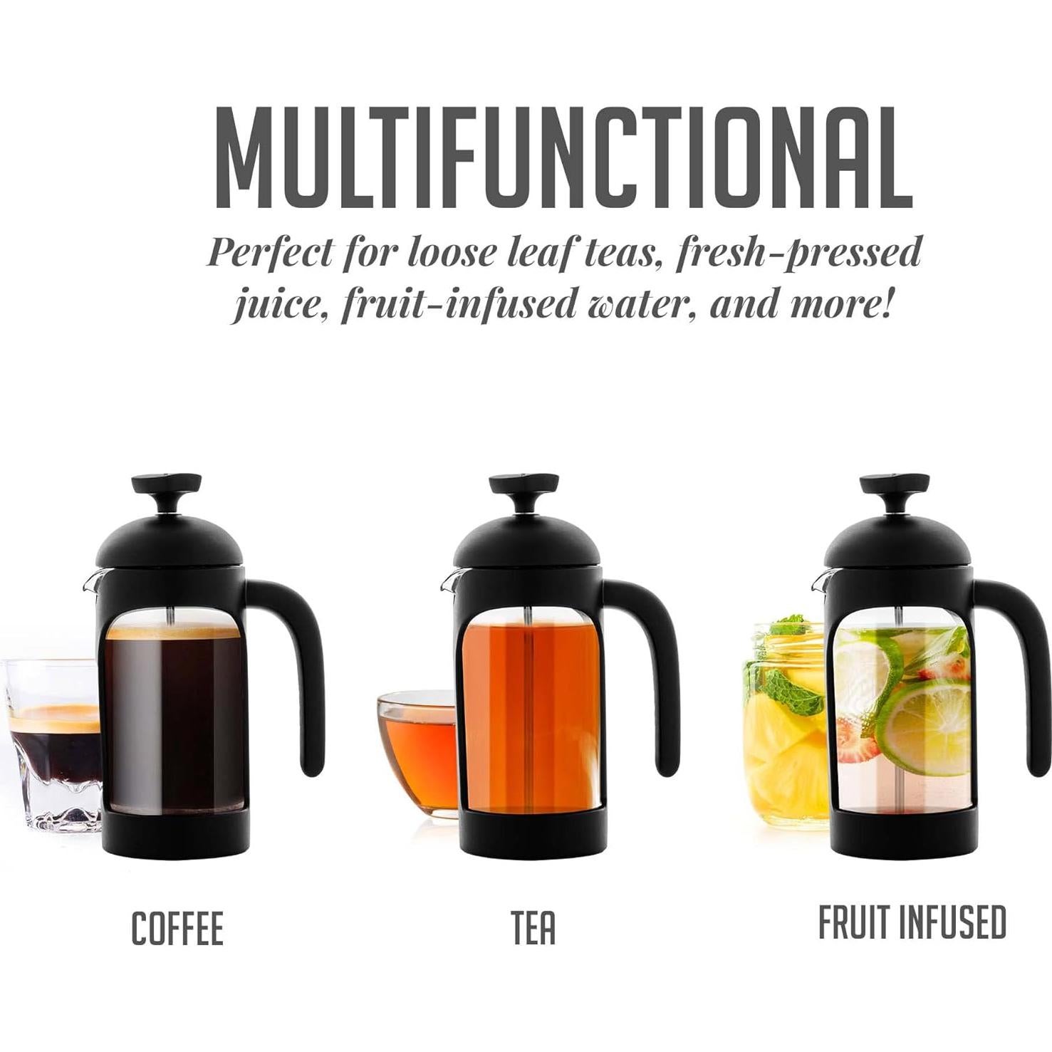 Cafetera Prensa Francesa OVENTE 0.35L Vidrio Borosilicato