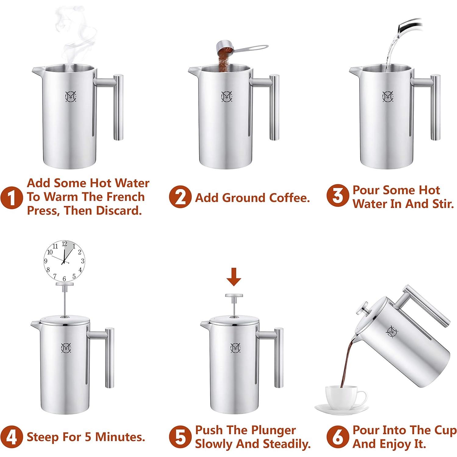 Cafetera Prensa Francesa MAGICAFÉ 350ml Acero Inoxidable Térmica