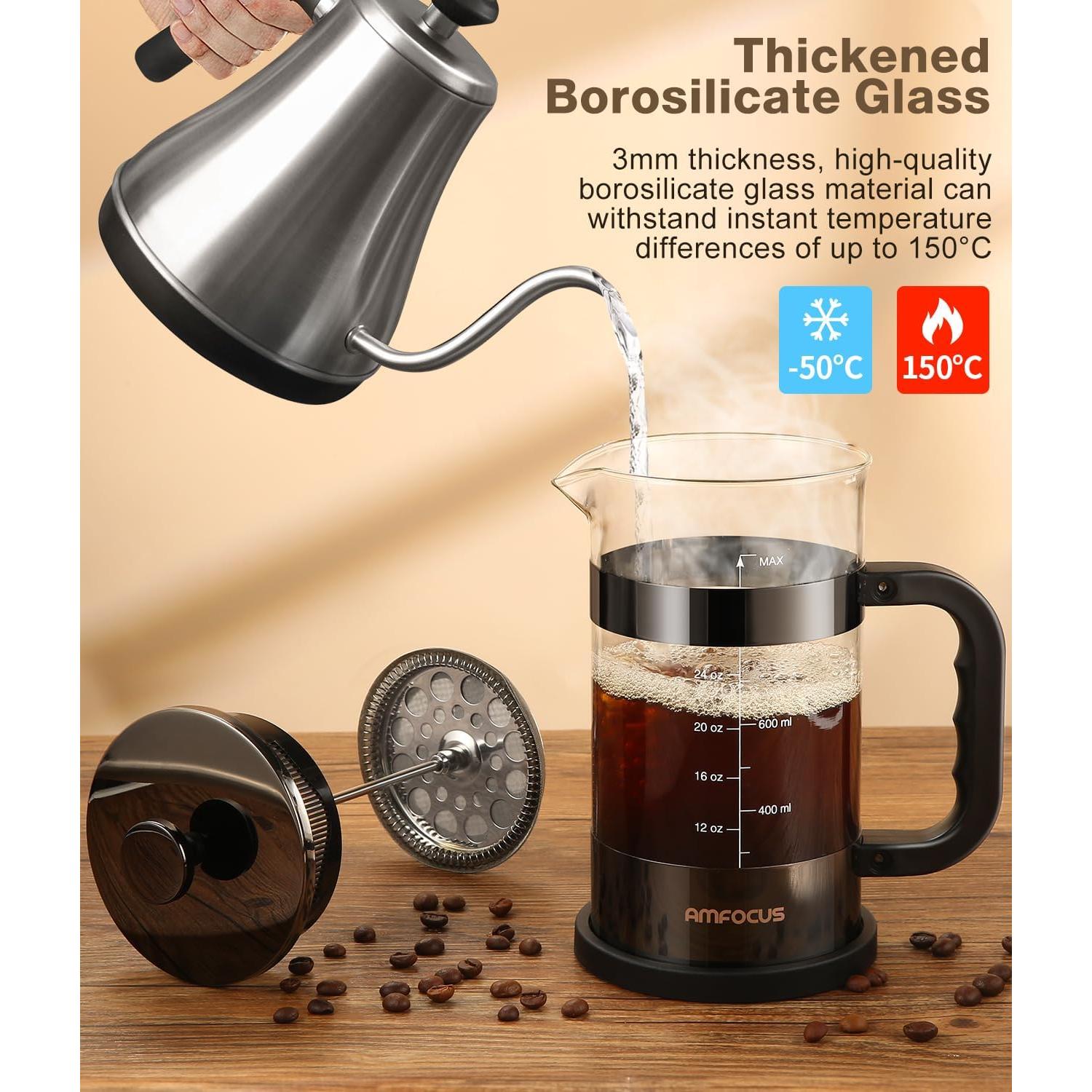 Cafetera Prensa Francesa AMFOCUS 34oz Vidrio Borosilicato