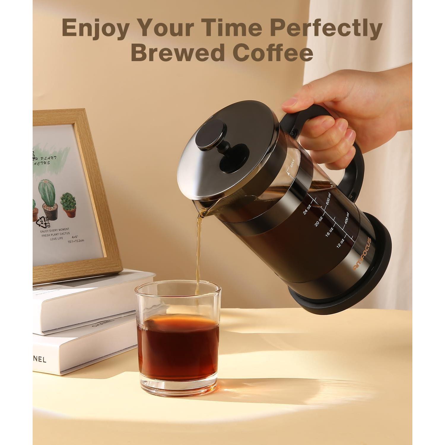 Cafetera Prensa Francesa AMFOCUS 34oz Vidrio Borosilicato