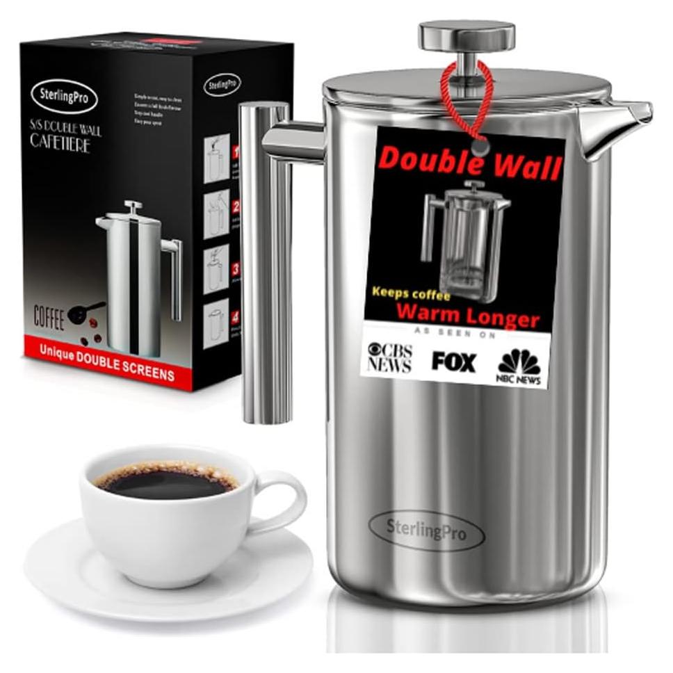 Prensa Francesa de Café 1.75L SterlingPro Acero Inoxidable