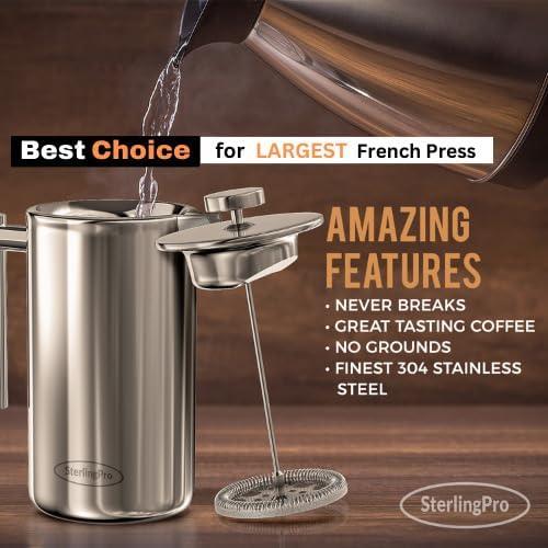 Prensa Francesa de Café 1.75L SterlingPro Acero Inoxidable