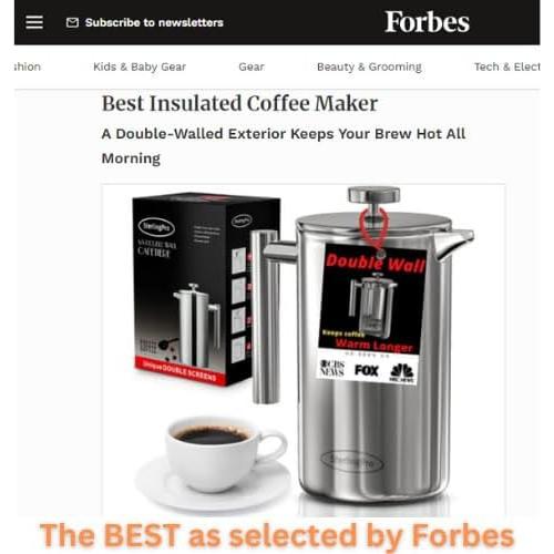 Prensa Francesa de Café 1.75L SterlingPro Acero Inoxidable