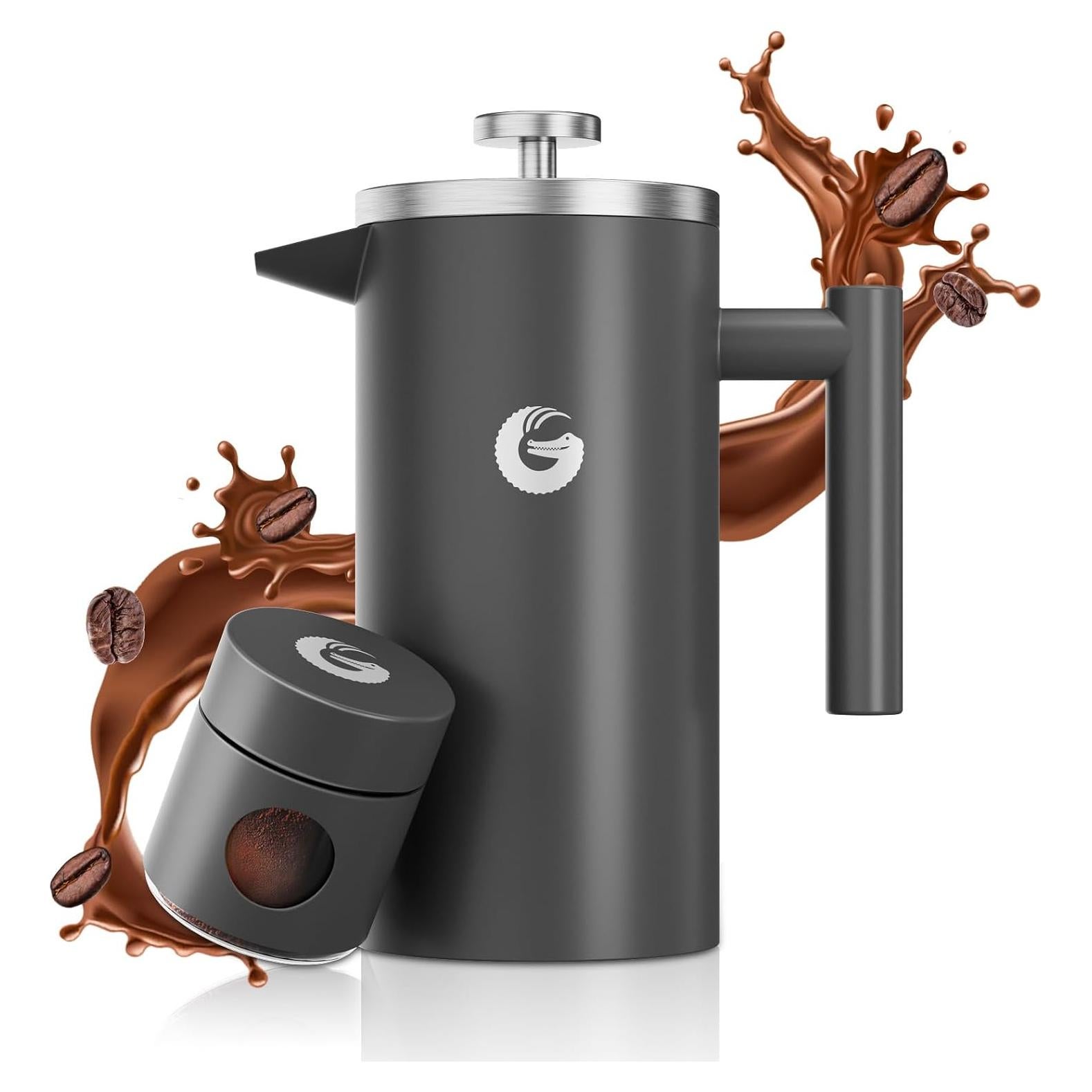 Cafetera Prensa Francesa Coffee Gator 1L Acero Inoxidable Gris