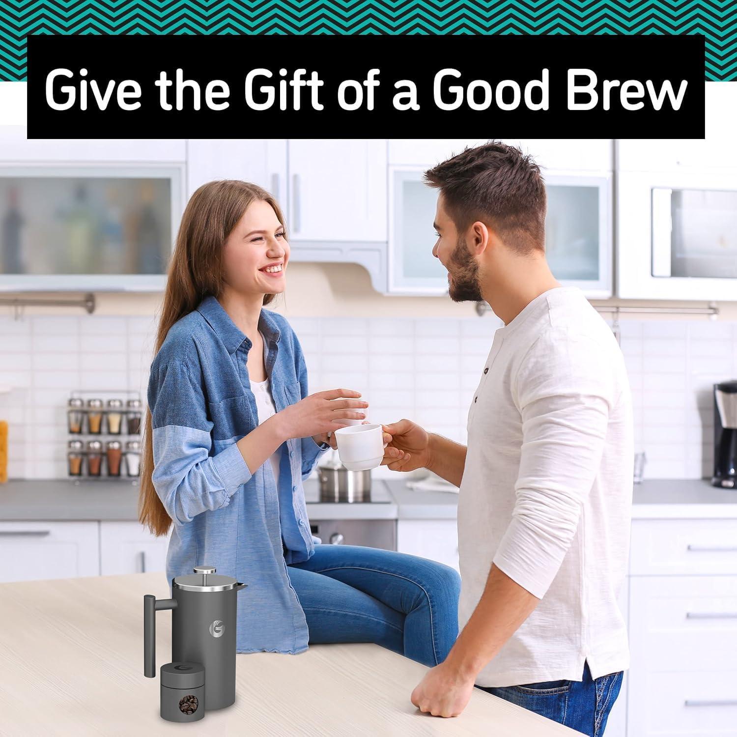 Cafetera Prensa Francesa Coffee Gator 1L Acero Inoxidable Gris