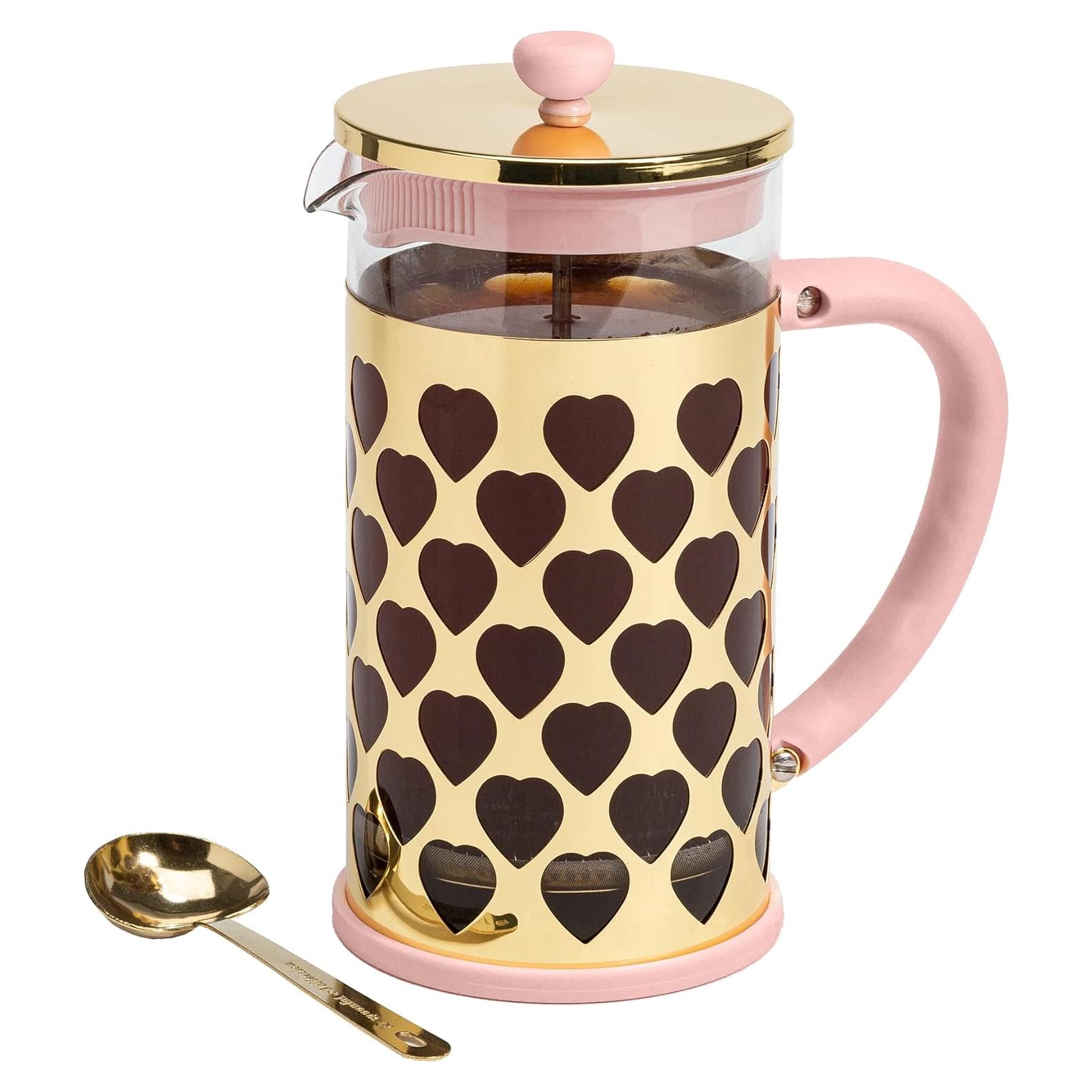 Cafetera Prensa Francesa Paris Hilton 8 Tazas Rosa y Dorada