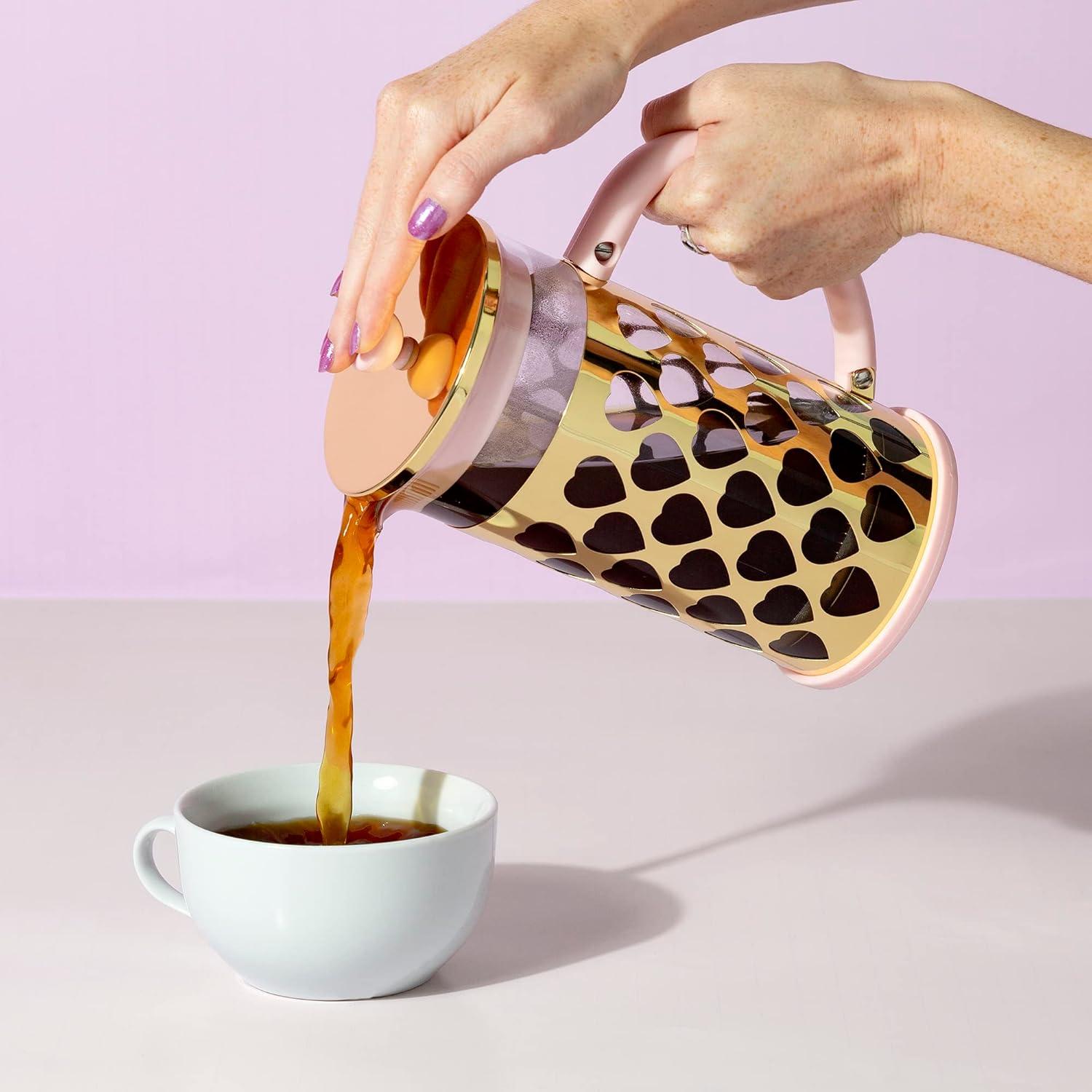 Cafetera Prensa Francesa Paris Hilton 8 Tazas Rosa y Dorada