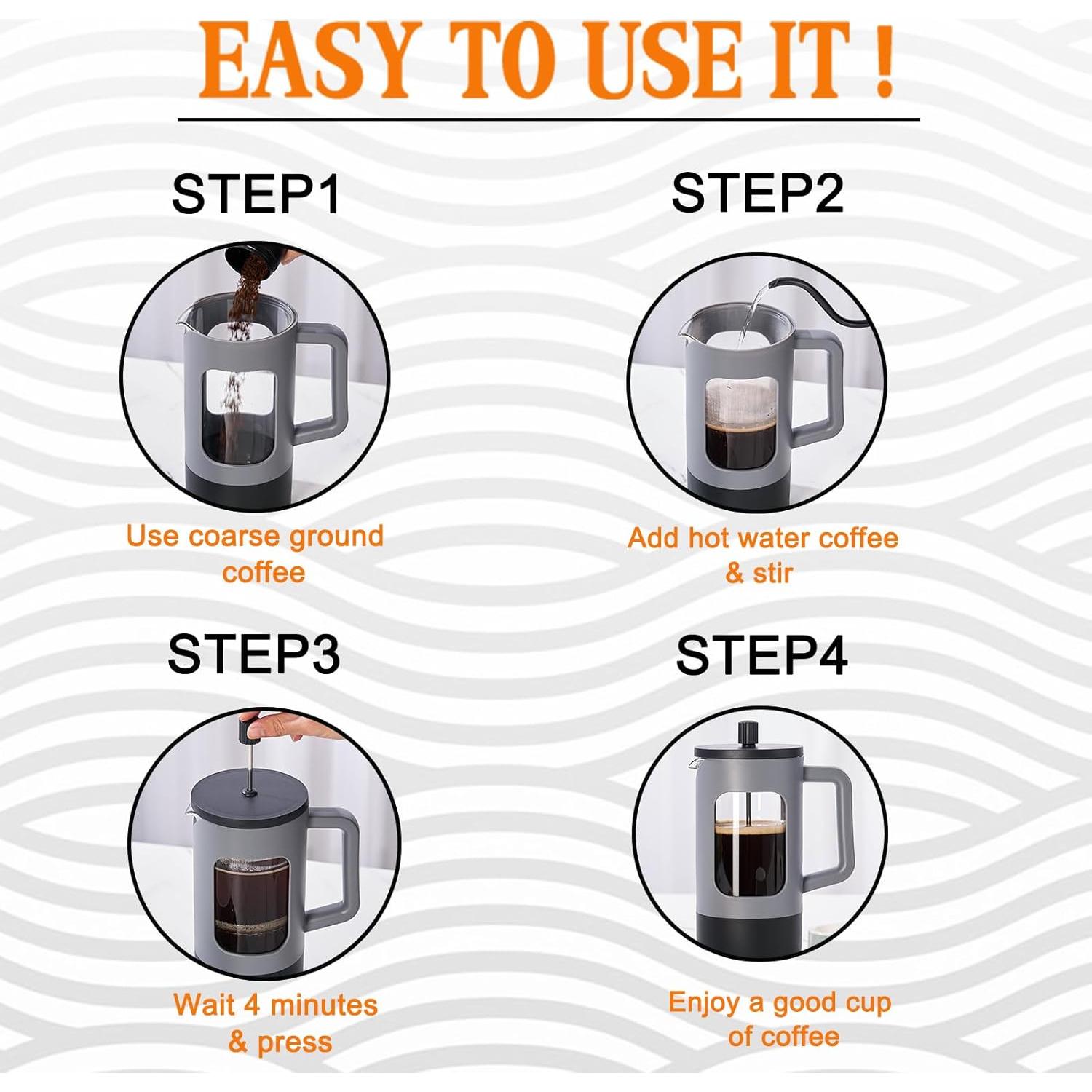 Cafetera Prensa Francesa YOLIFE 1.0 L Vidrio Borosilicato Gris