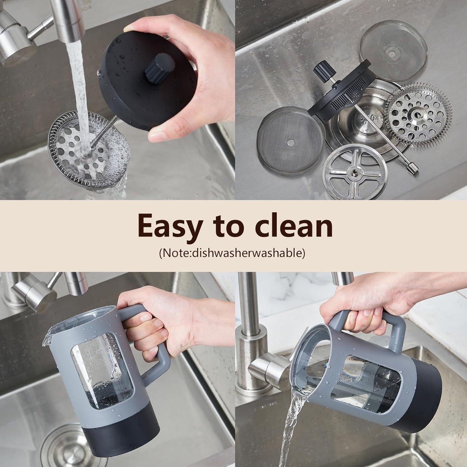 Cafetera Prensa Francesa YOLIFE 1.0 L Vidrio Borosilicato Gris