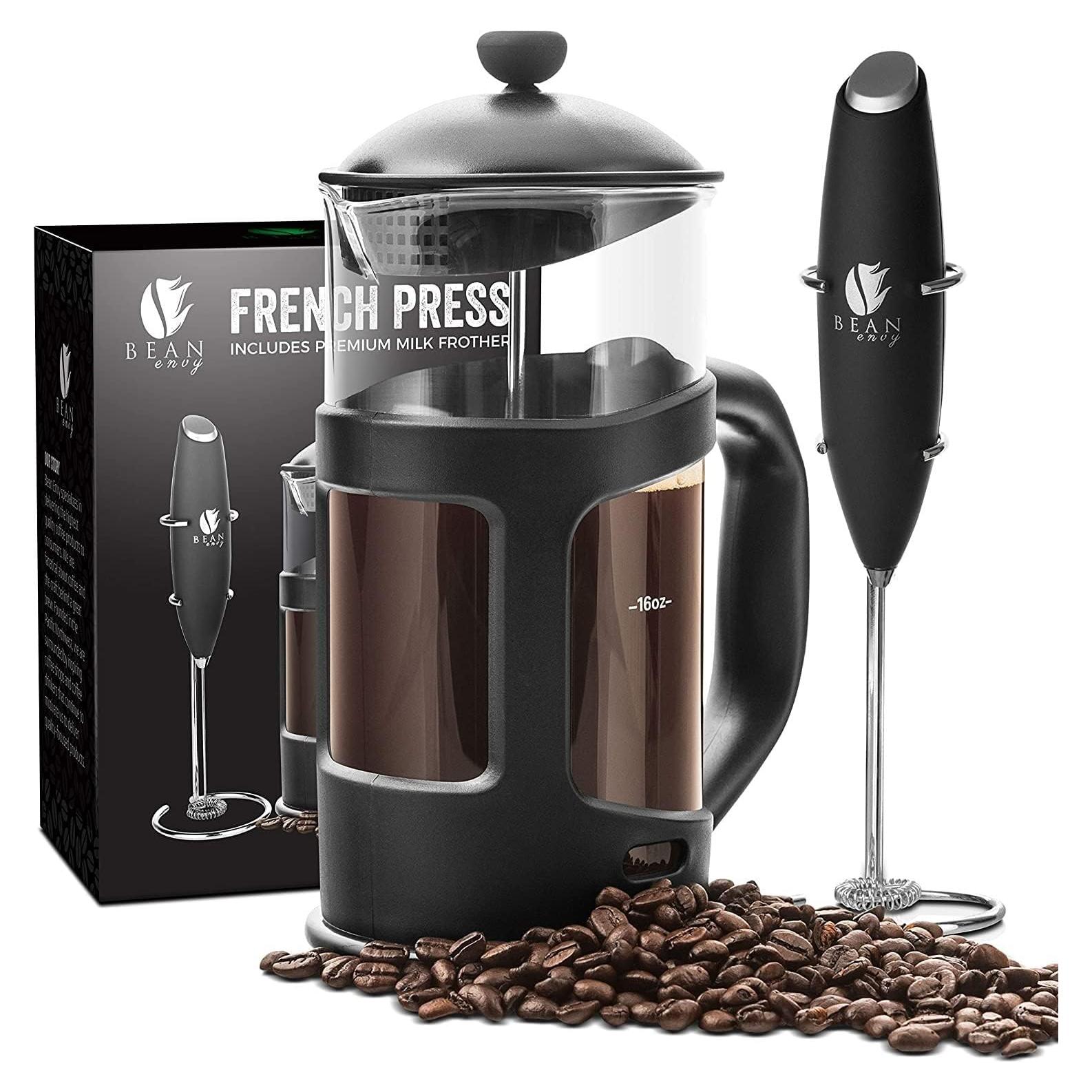 Cafetera Prensa Francesa Bean Envy 1L con Espumador de Leche