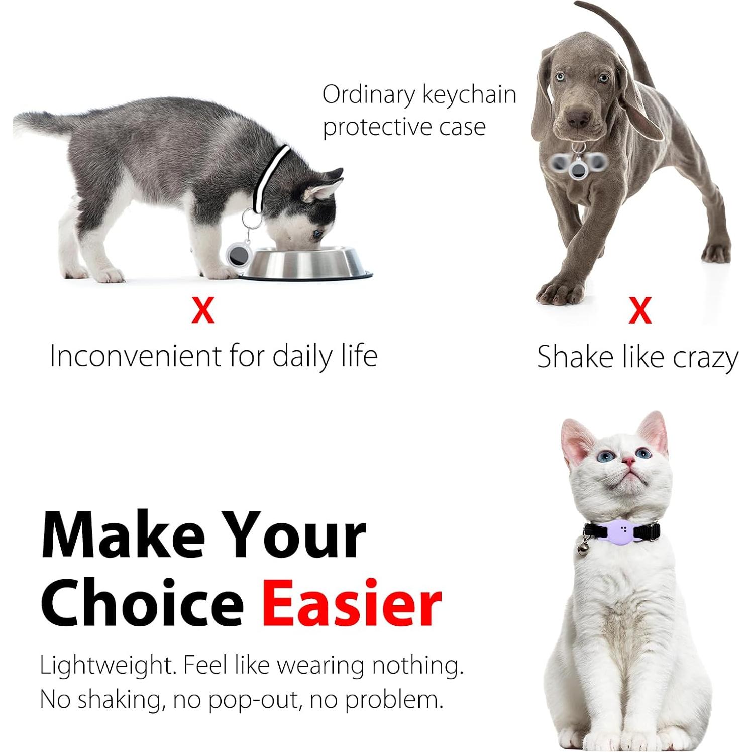 Soporte de Collar de Gato Silicona Fretime para Etiqueta Tile 2024