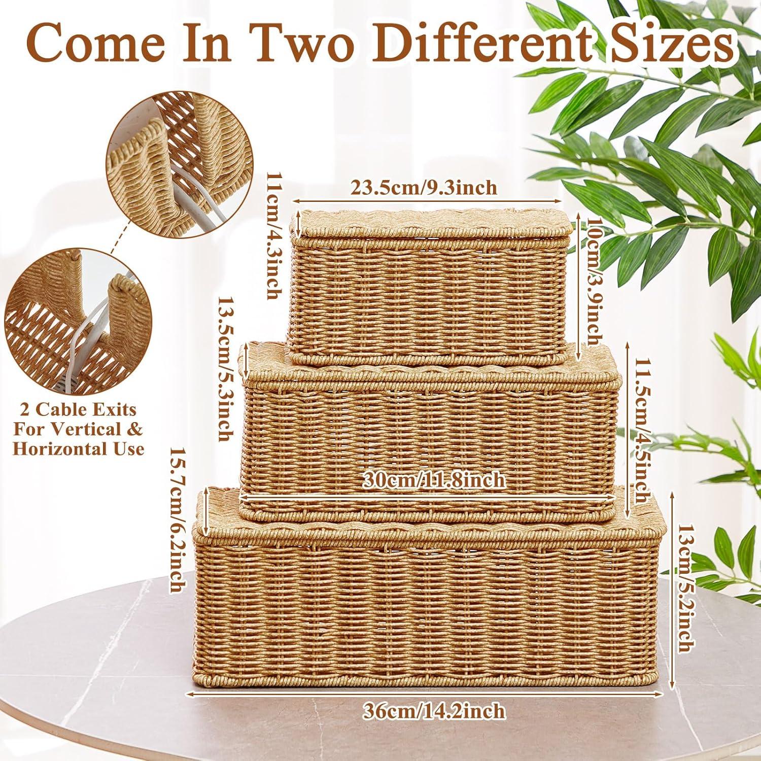 Caja de Gestión de Cables Marsui 3 Pcs Rattan Organizador