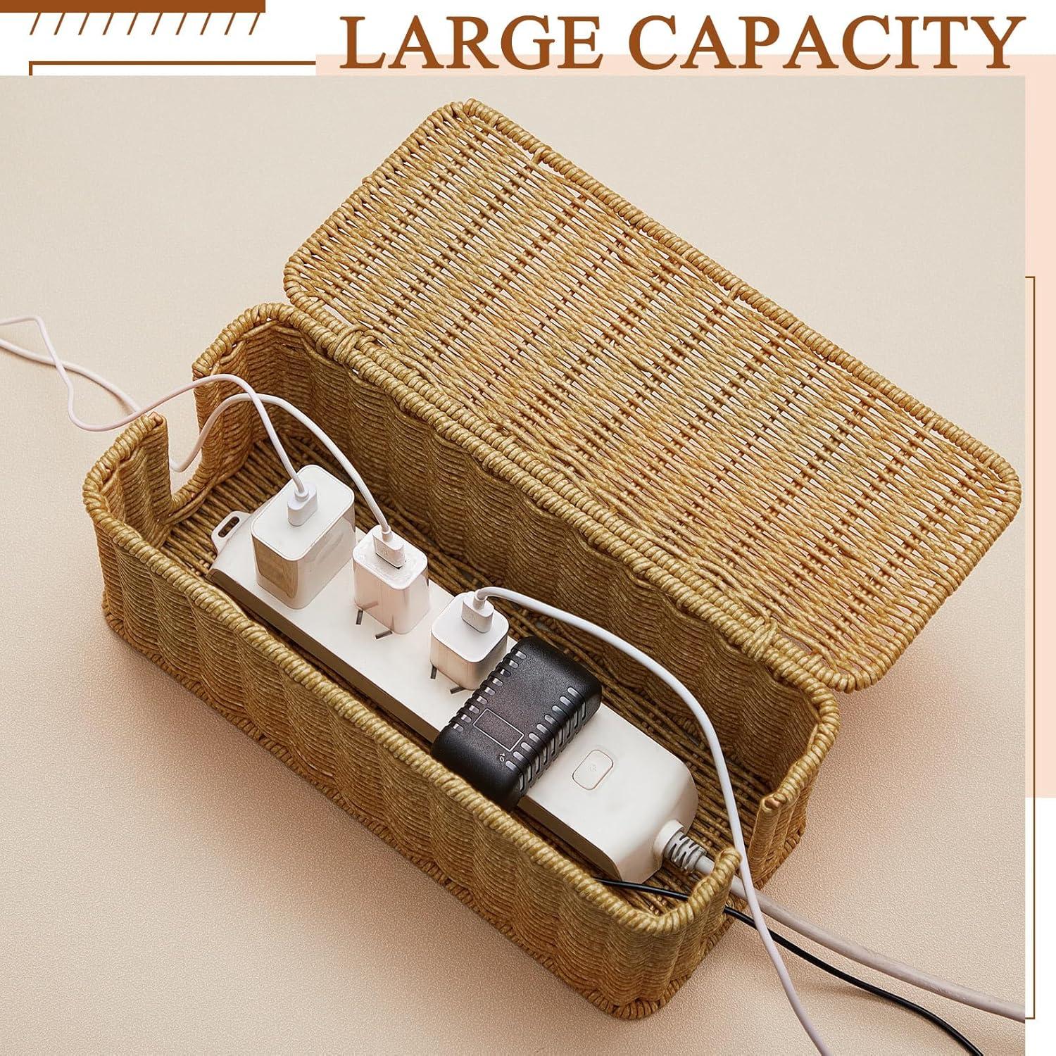 Caja de Gestión de Cables Marsui 3 Pcs Rattan Organizador