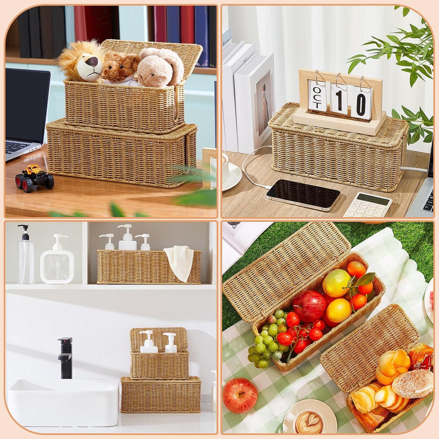 Caja de Gestión de Cables Marsui 3 Pcs Rattan Organizador