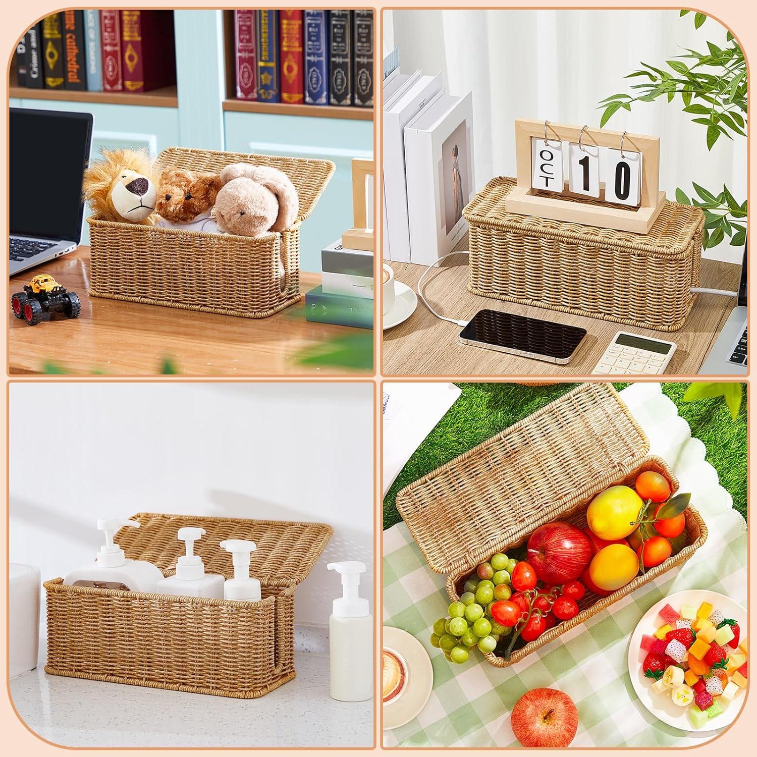 Caja Organizadora de Cables Marsui 2 Pcs Ratán Sintético 30x12.7x11 cm