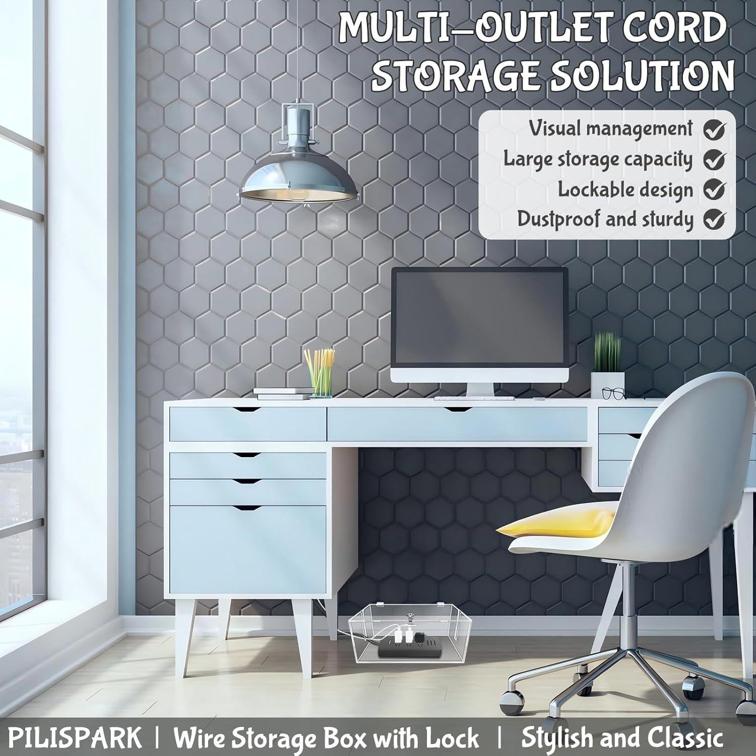 Organizador de Cables Acrílico 2PC PILISPARK a Prueba de Niños