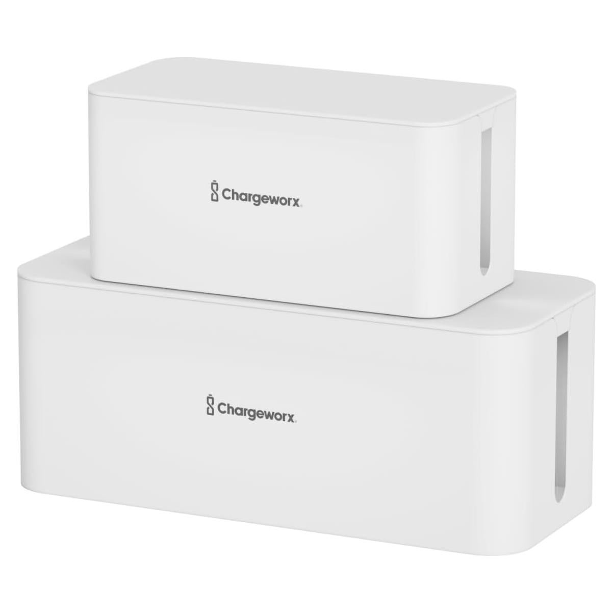 Set de Organizador de Cables ChargeWorx - 2 Cajas Blancas