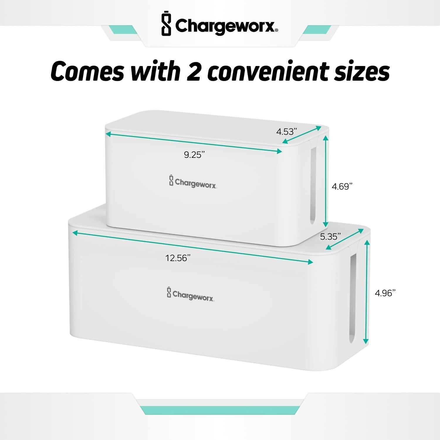 Set de Organizador de Cables ChargeWorx - 2 Cajas Blancas