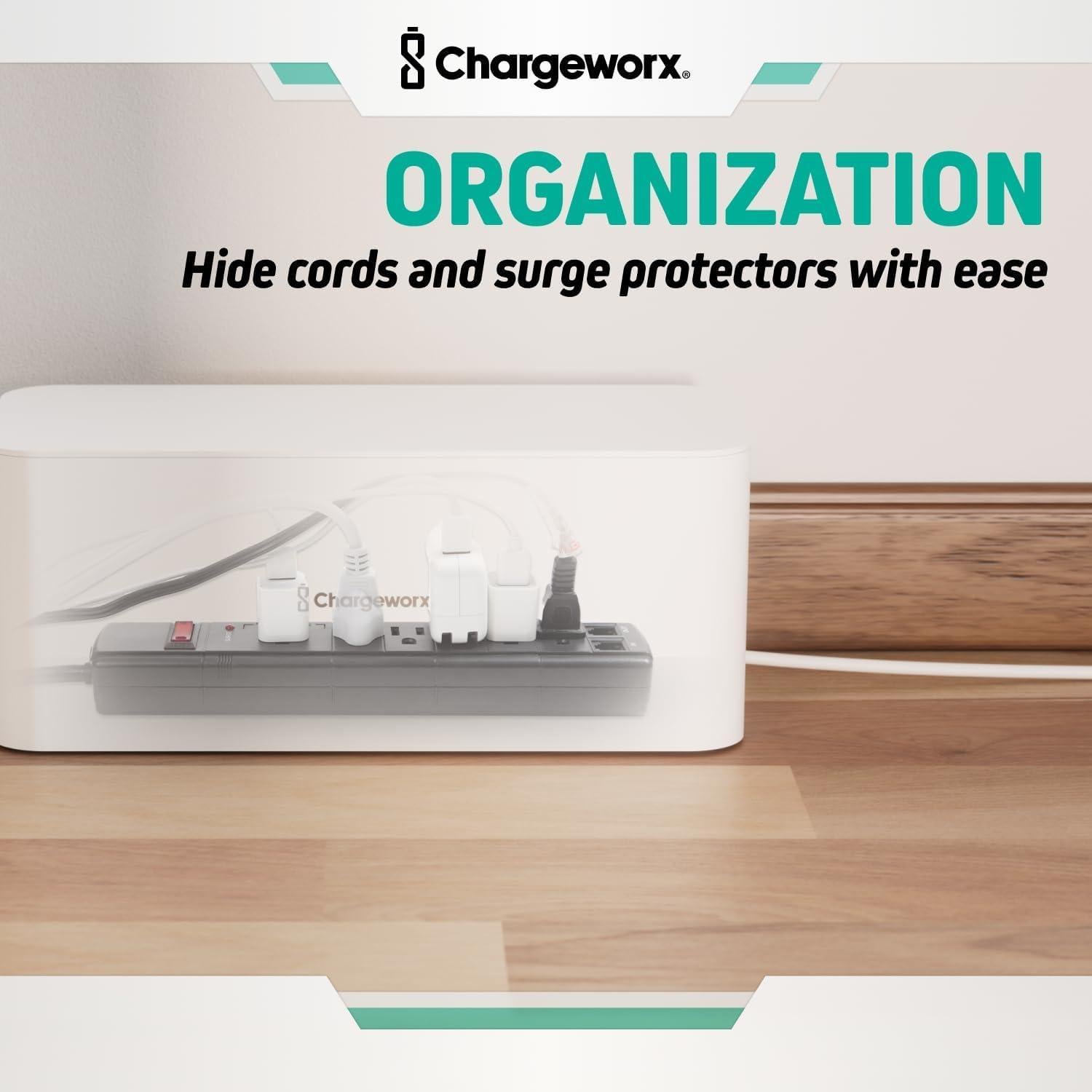 Set de Organizador de Cables ChargeWorx - 2 Cajas Blancas