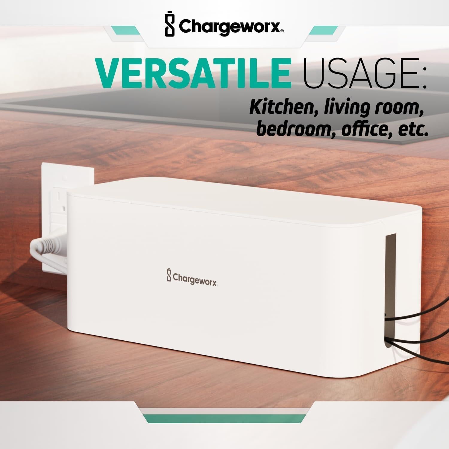 Set de Organizador de Cables ChargeWorx - 2 Cajas Blancas