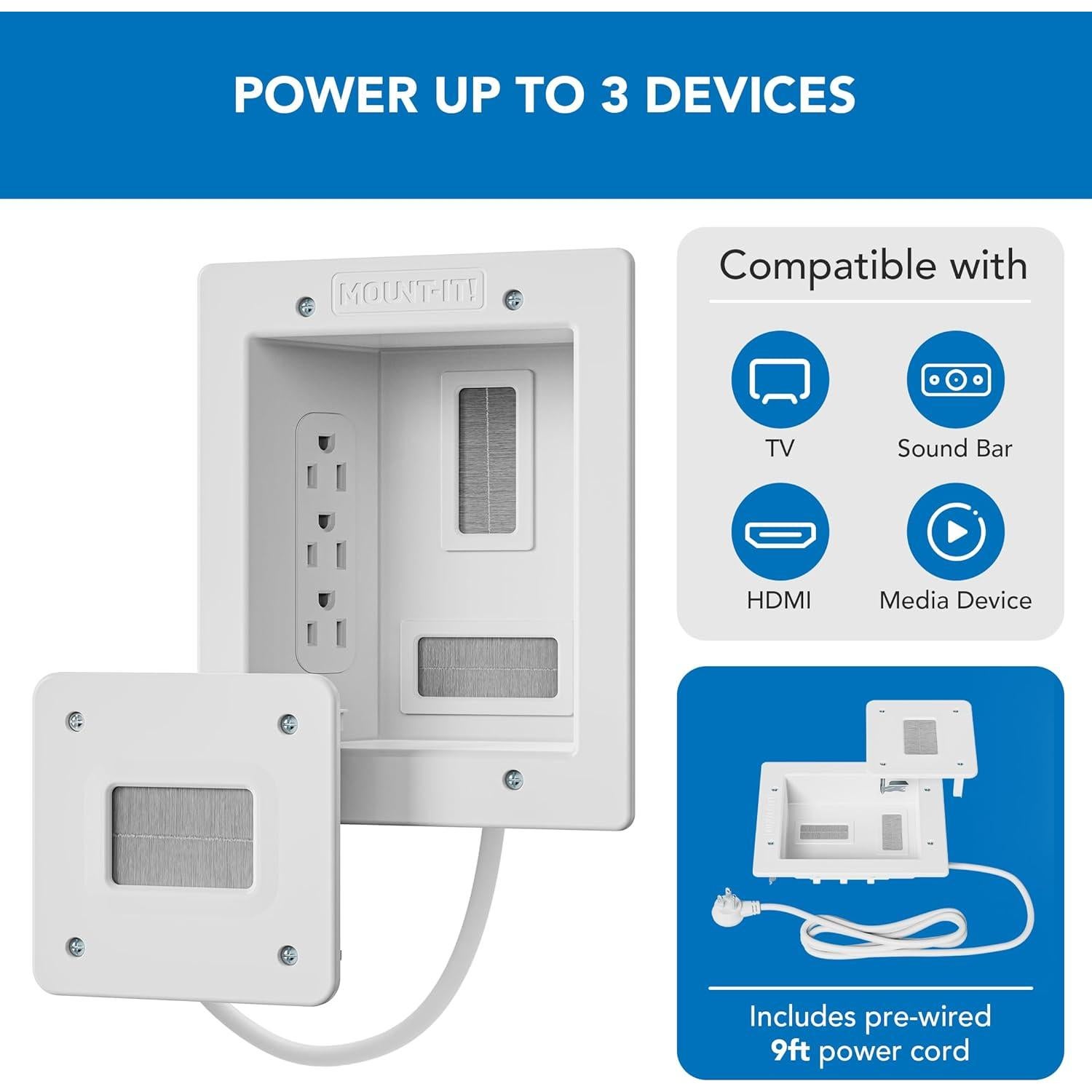 Kit Concealador de Cables Mount-It! para TV en Pared 2.74m