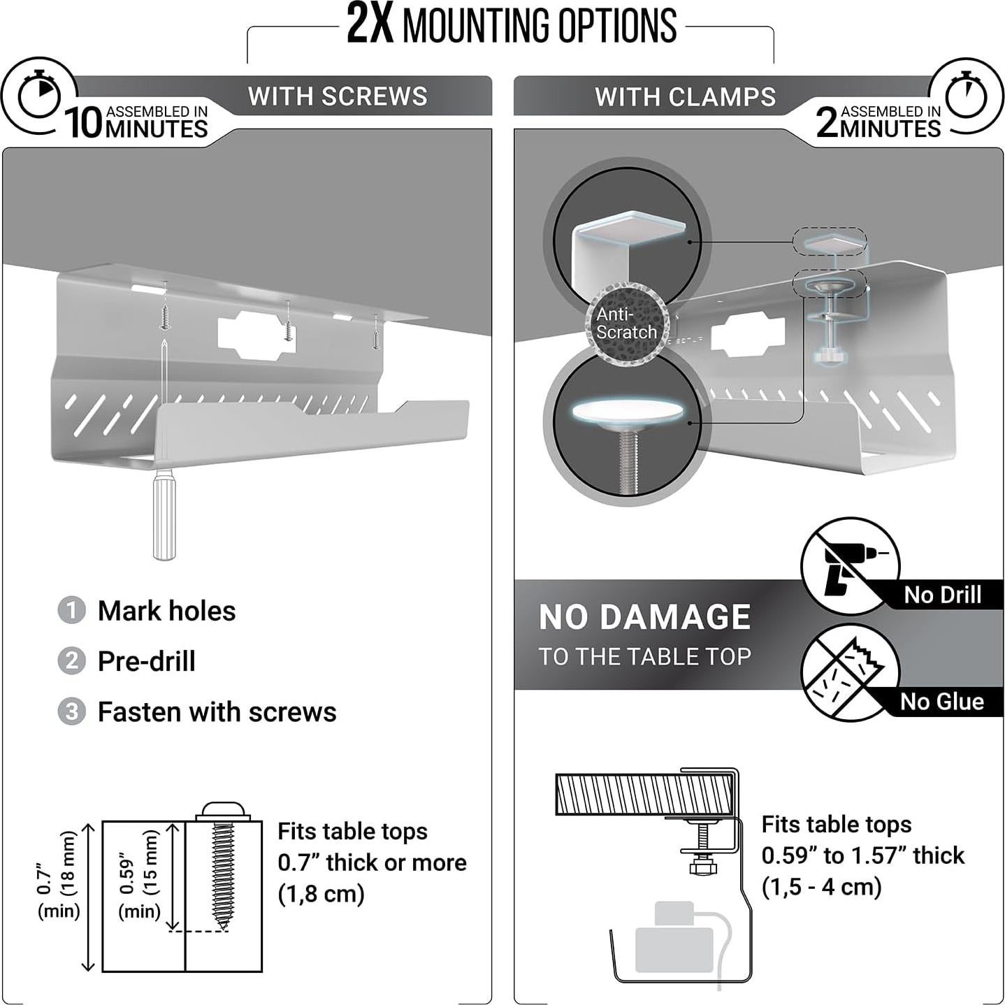 Bandeja de gestión de cables Ultimate Setup - 2 piezas - Blanco