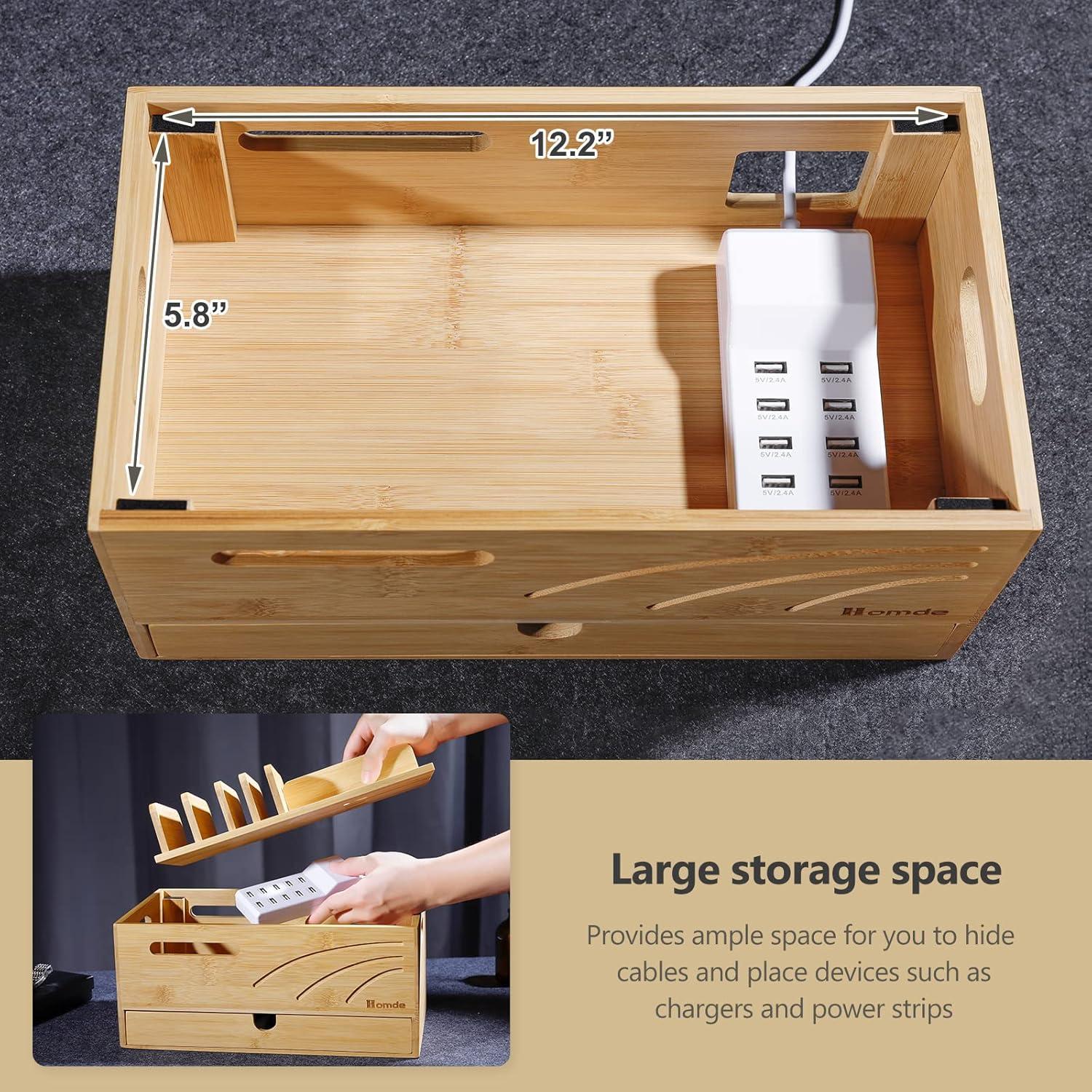 Estación de Carga de Bambú Natural Homde con 6 Ranuras