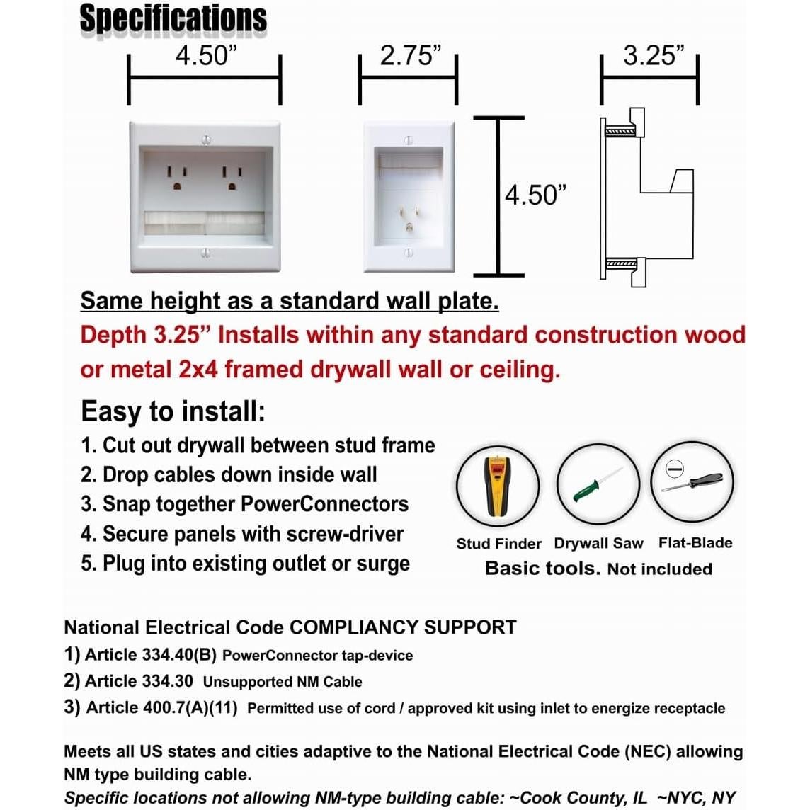Ocultador de Cables TWO-CK Doble Salida para TV Montada