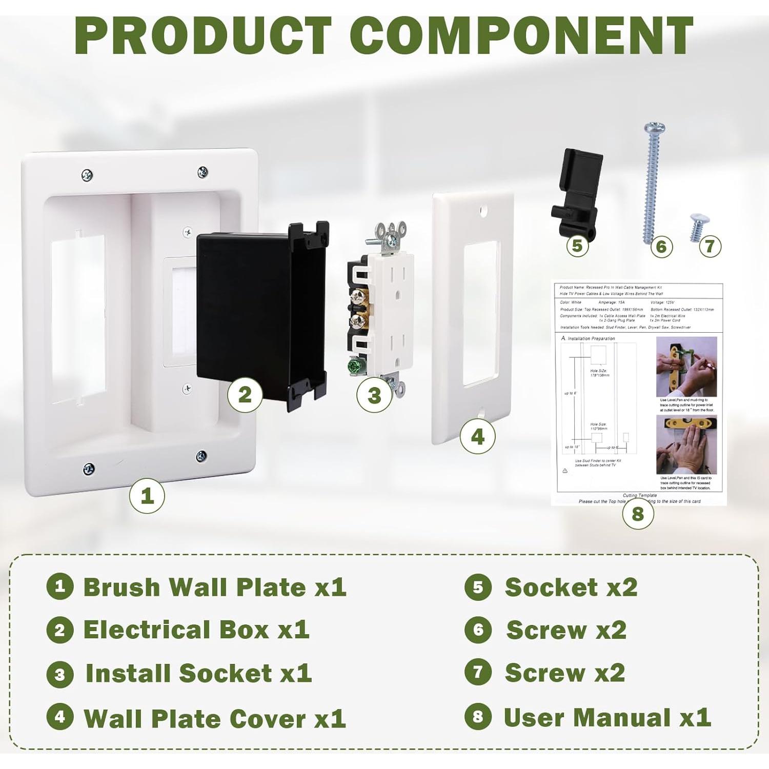 Kit de gestión de cables empotrado Doufuhua para TV 24.68x19.99cm