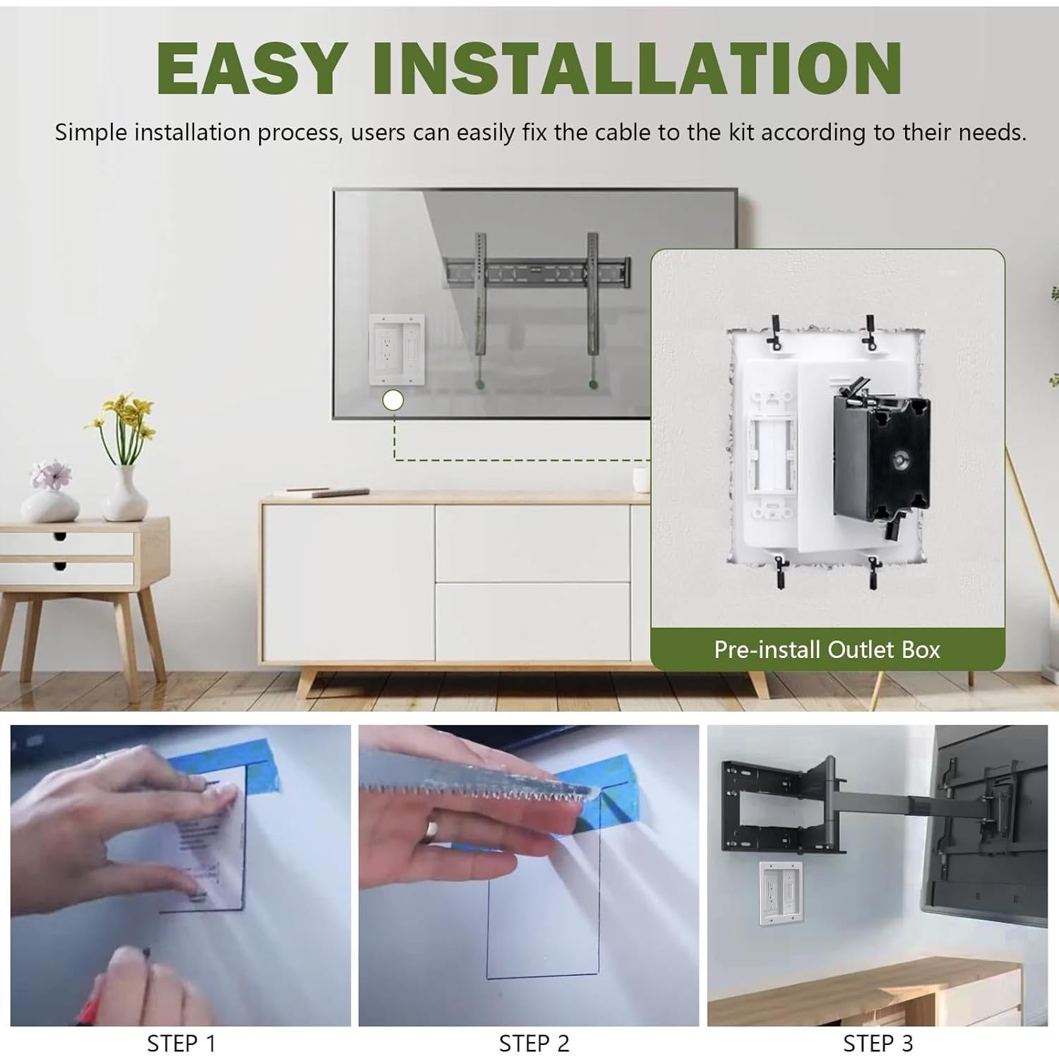 Kit de gestión de cables empotrado Doufuhua para TV 24.68x19.99cm