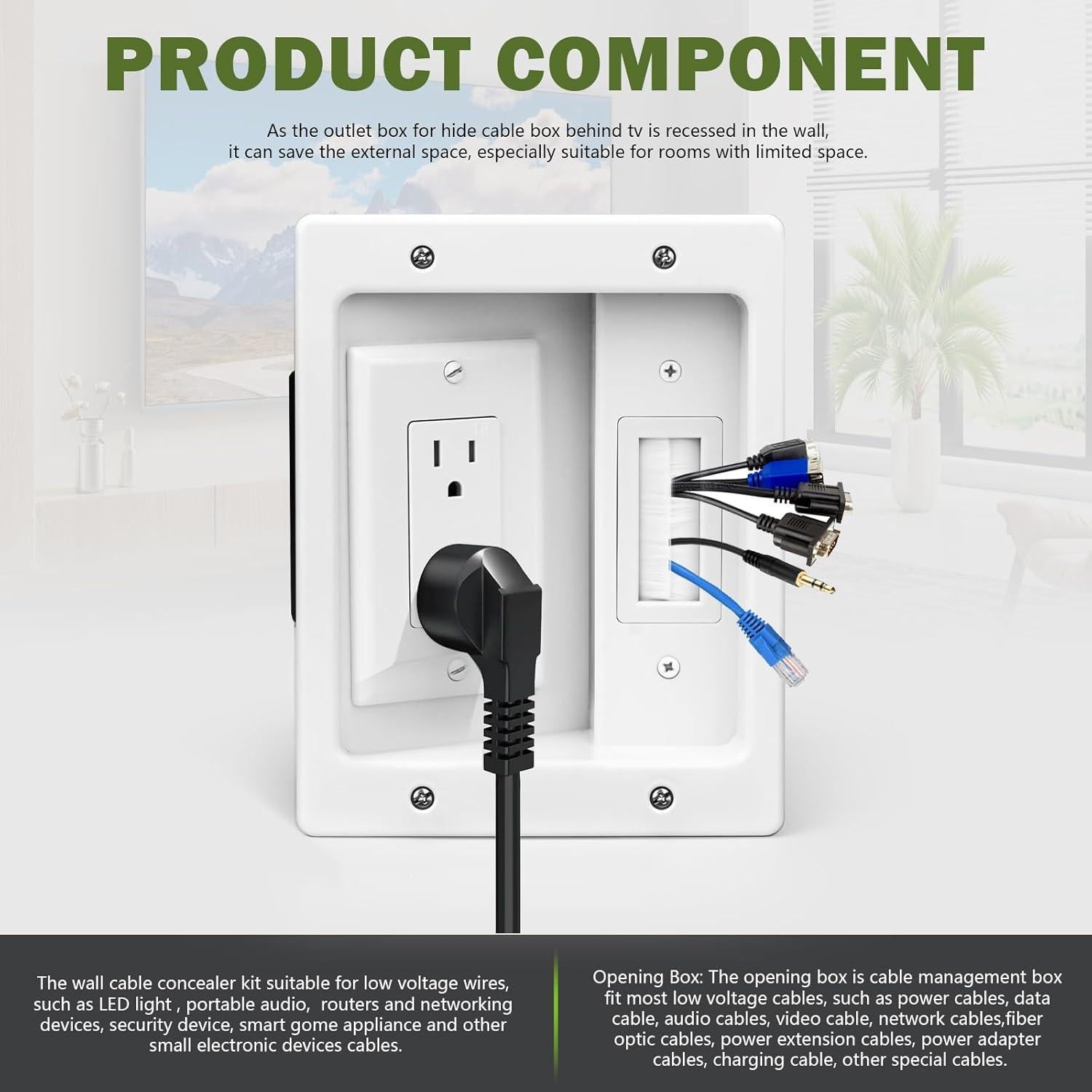 Kit de gestión de cables empotrado Doufuhua para TV 24.68x19.99cm