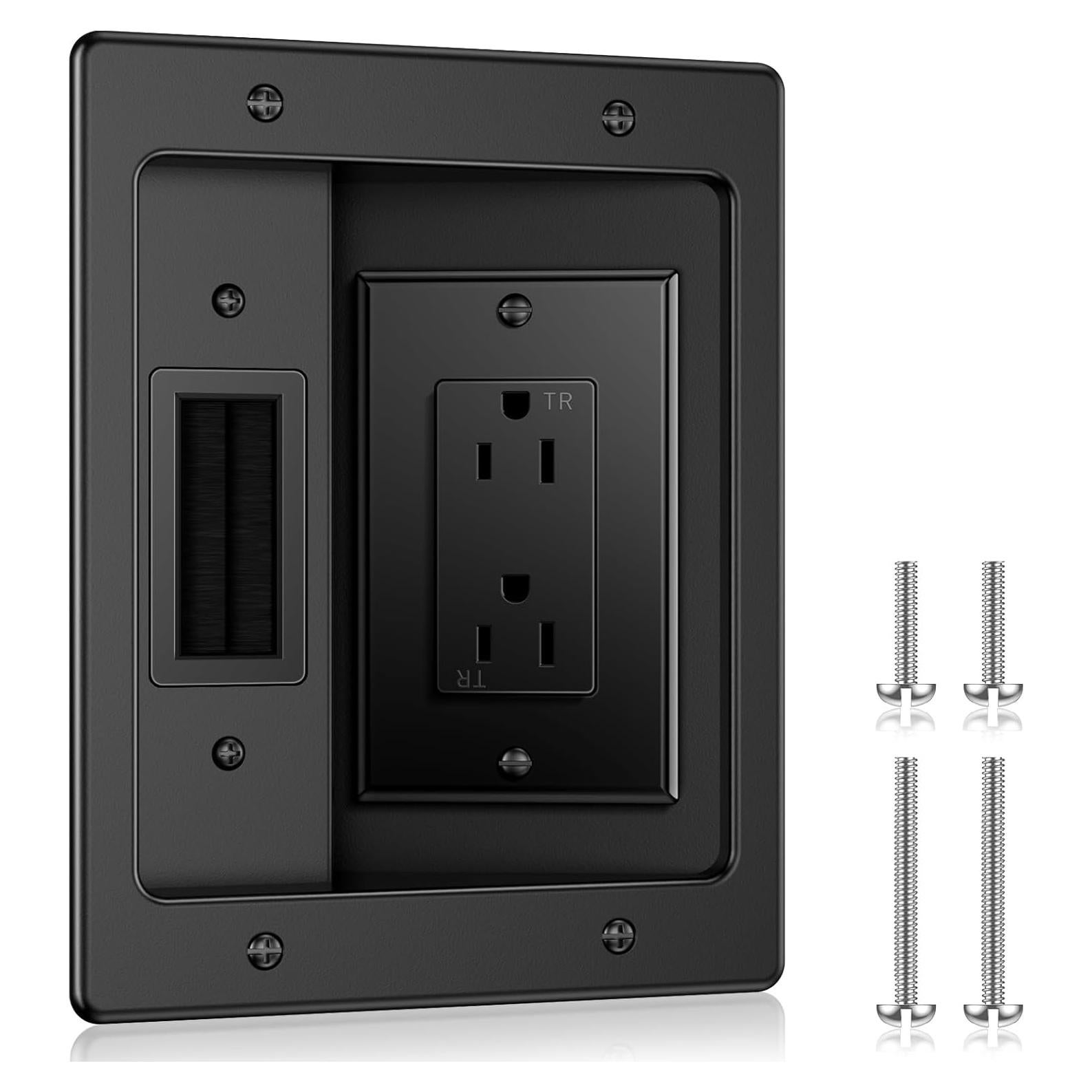 Kit de Gestión de Cables en Pared ELECPOW - Enchufe Recesado Negro