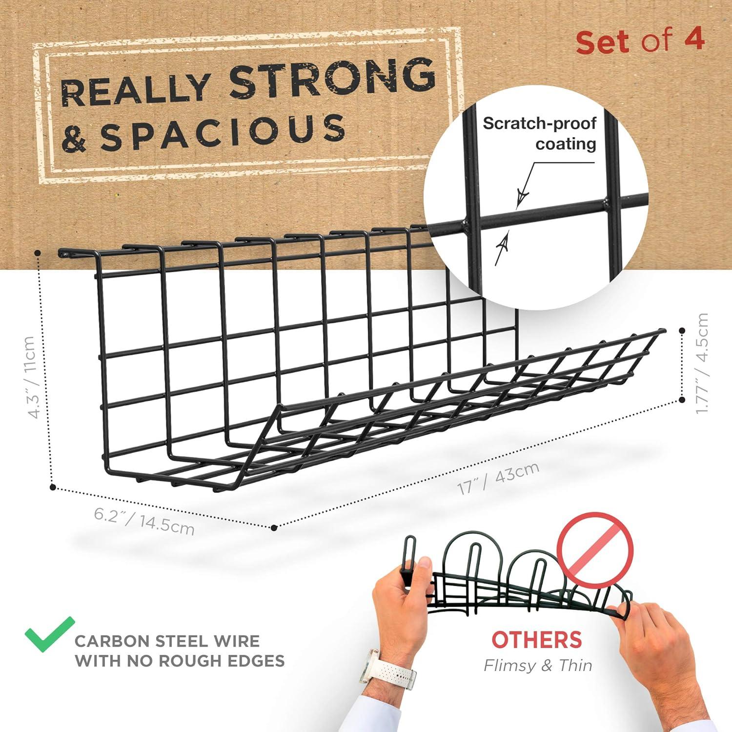 Bandeja Organizador de Cables Hub Escandinavo 43.18cm - Set de 4