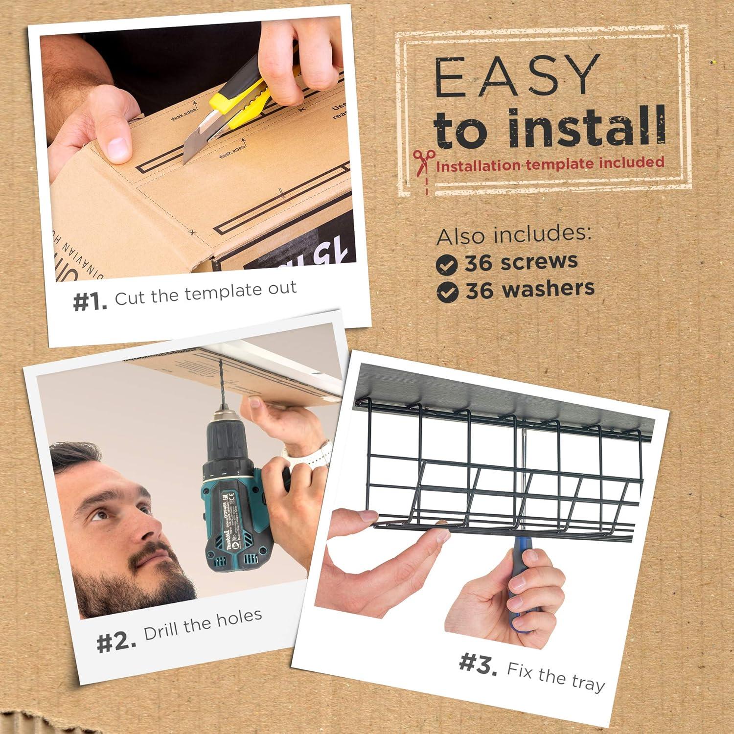 Bandeja Organizador de Cables Hub Escandinavo 43.18cm - Set de 4