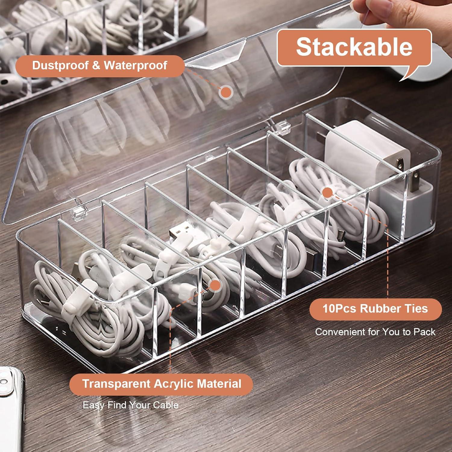 Caja Organizadora de Cables Wiwaplex con 10 Correas de Goma