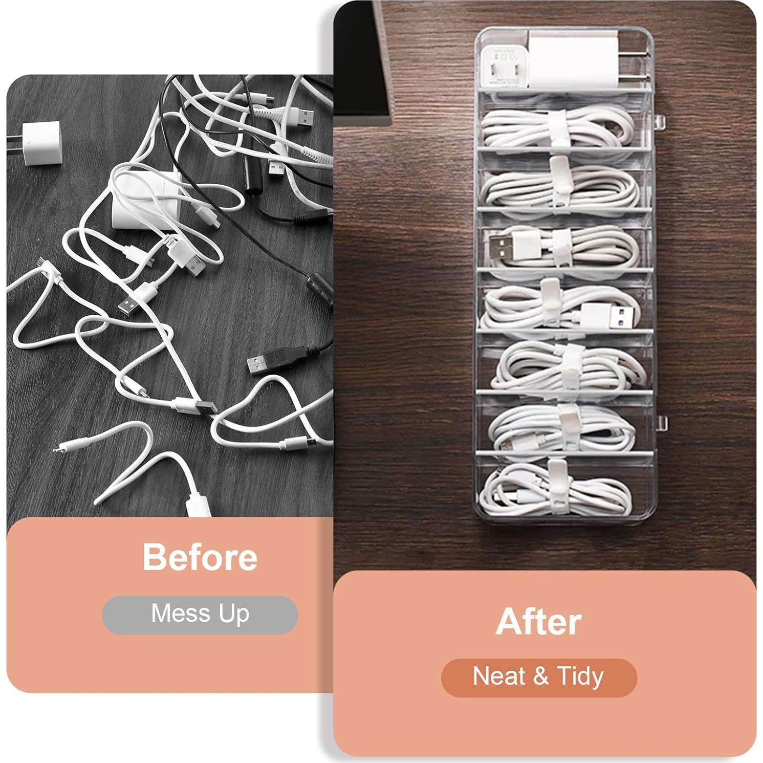 Caja Organizadora de Cables Wiwaplex con 10 Correas de Goma